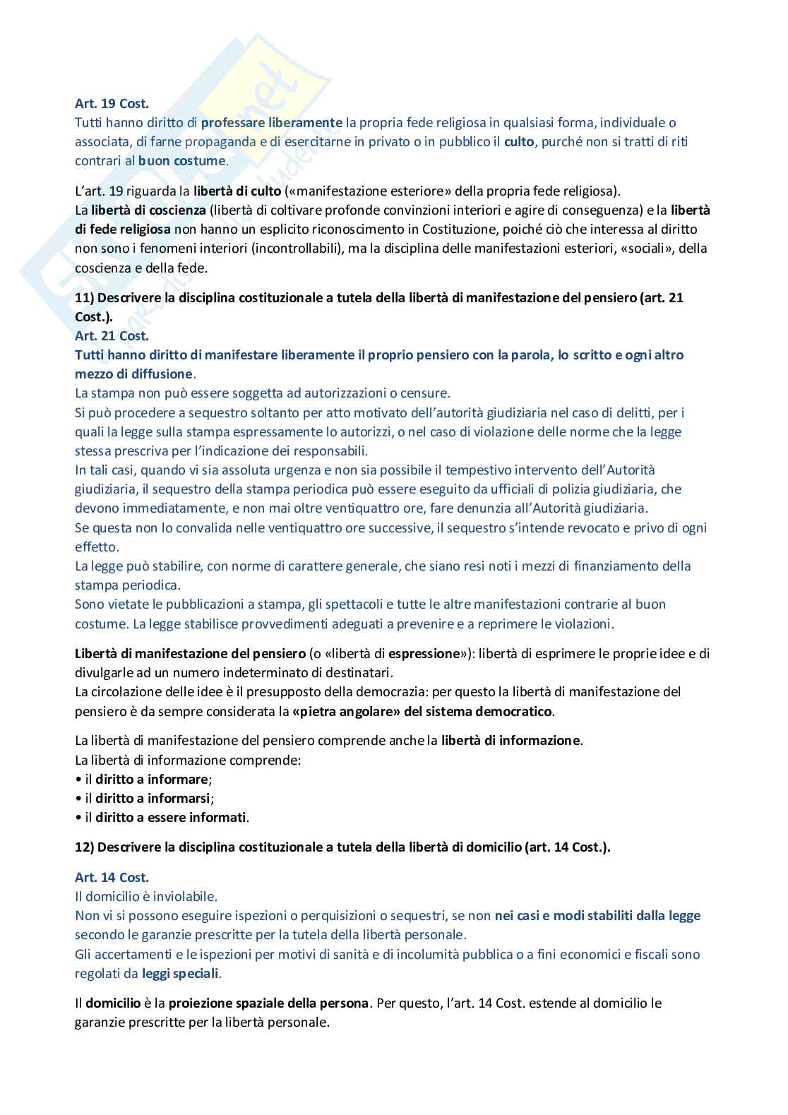 Paniere di istituzioni di diritto pubblico - risposte aperte Pag. 61