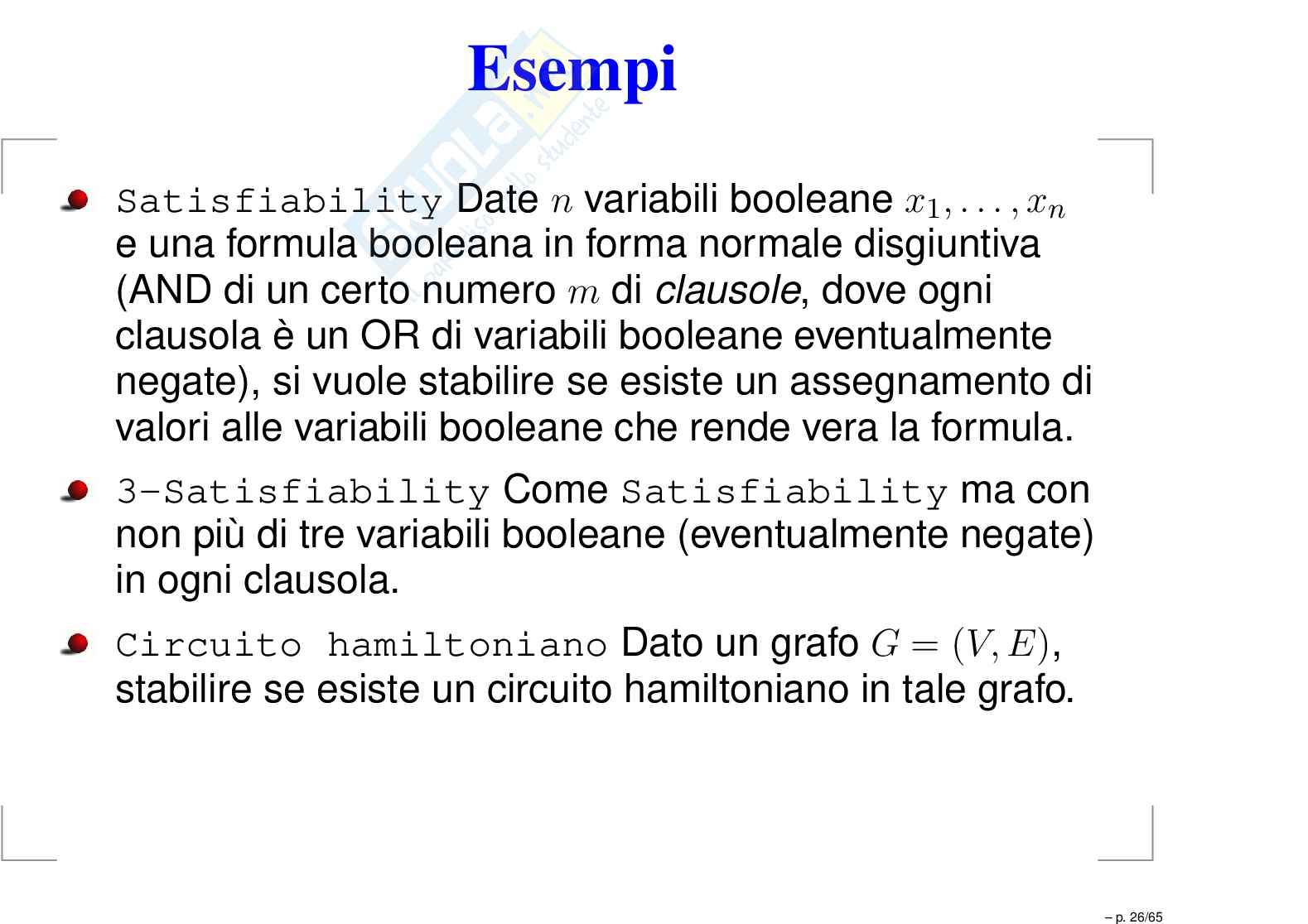 Teoria della complessità Pag. 26