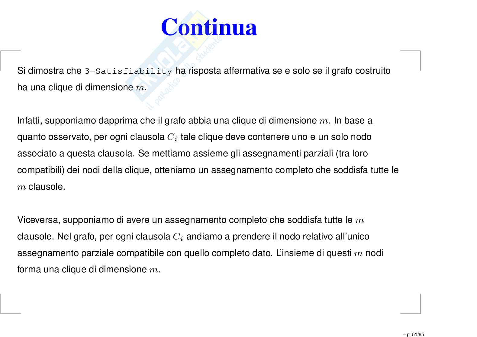 Teoria della complessità Pag. 51