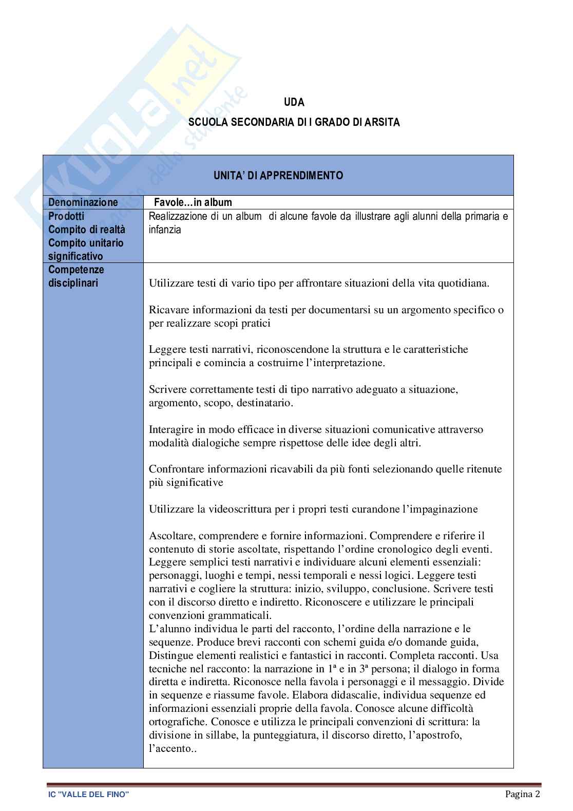 Esempio uda lezione simulata per la scuola primaria e concorsi pubblici titolo favole in album Pag. 2