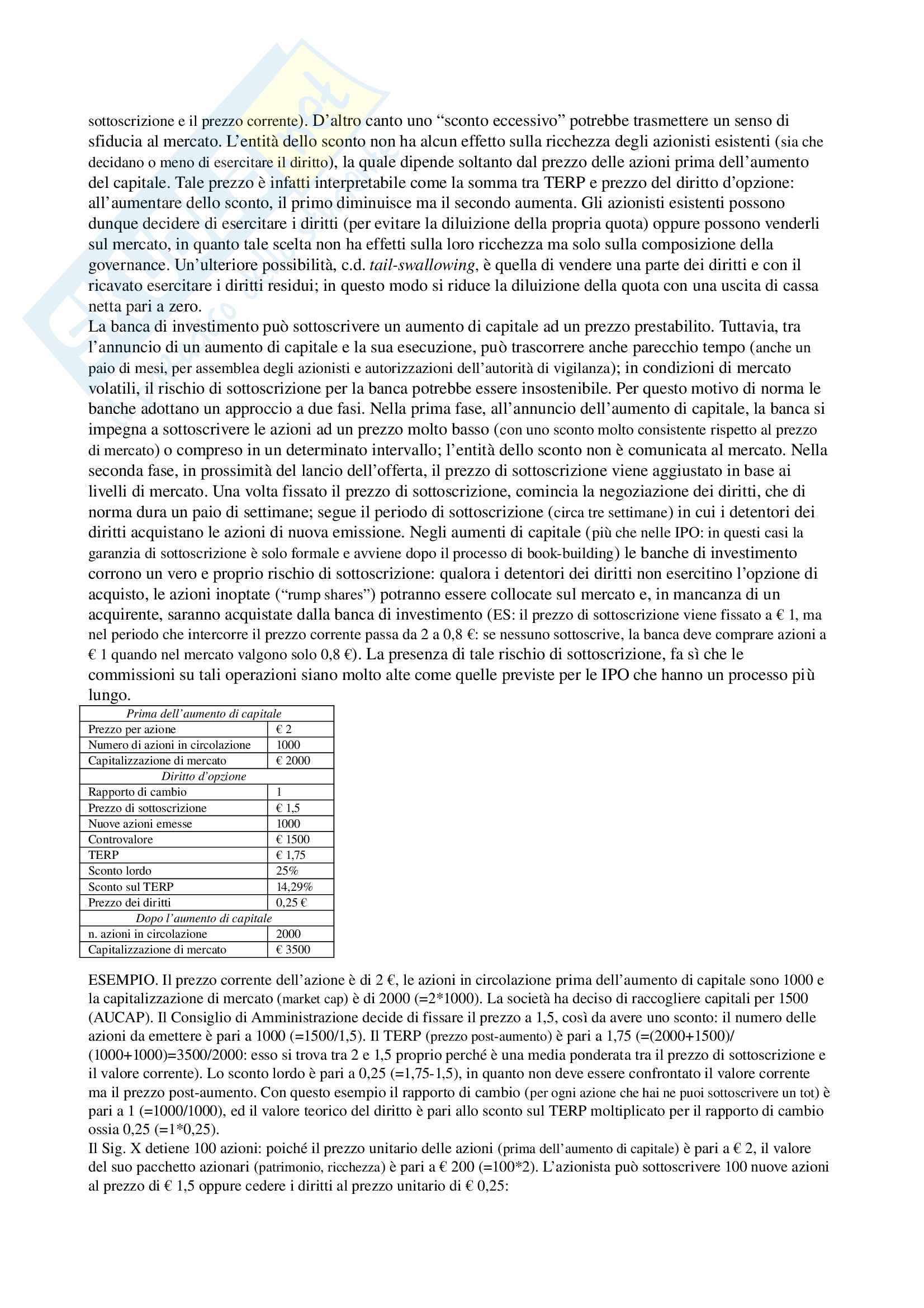 Riassunto esame Finanziamenti di impresa, prof. Ianotta, libro consigliato "Intermediari finanziari e mercato dei capitali" di G. Iannotta Pag. 6