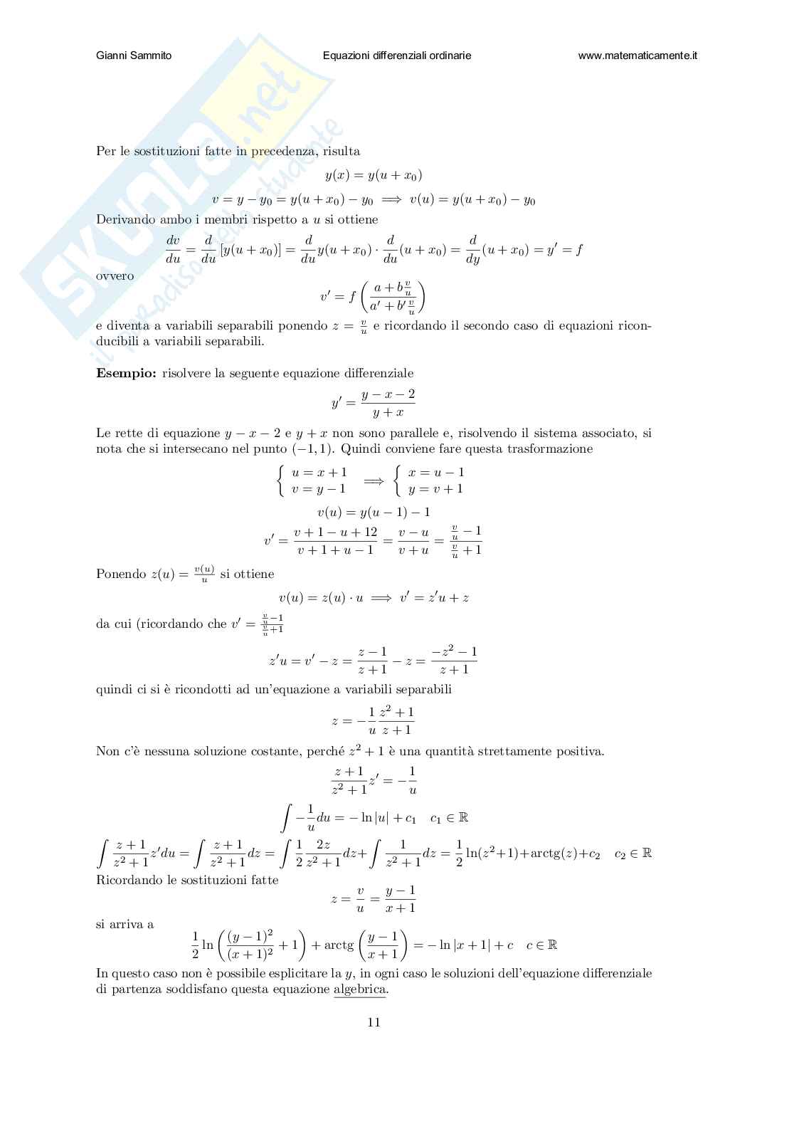 Equazioni differenziali ordinarie Pag. 11