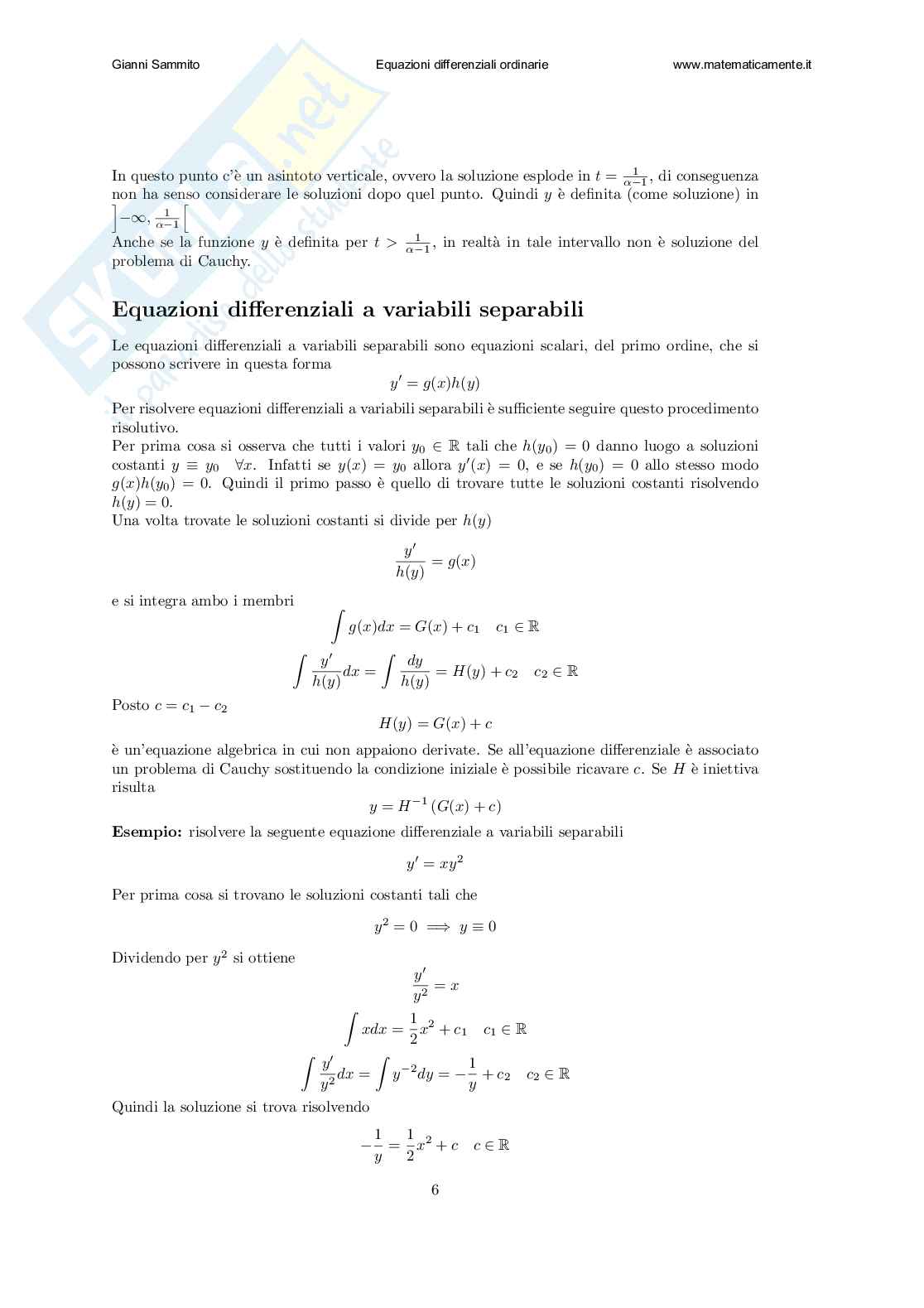 Equazioni differenziali ordinarie Pag. 6