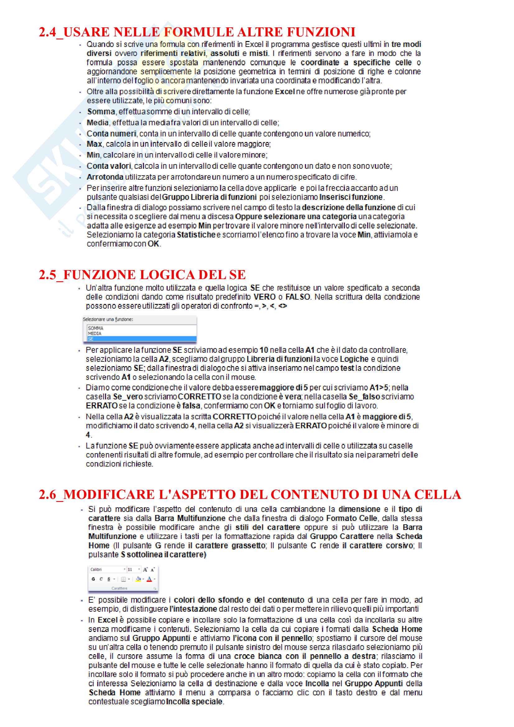 Informatica: appunti programma Excel Pag. 6