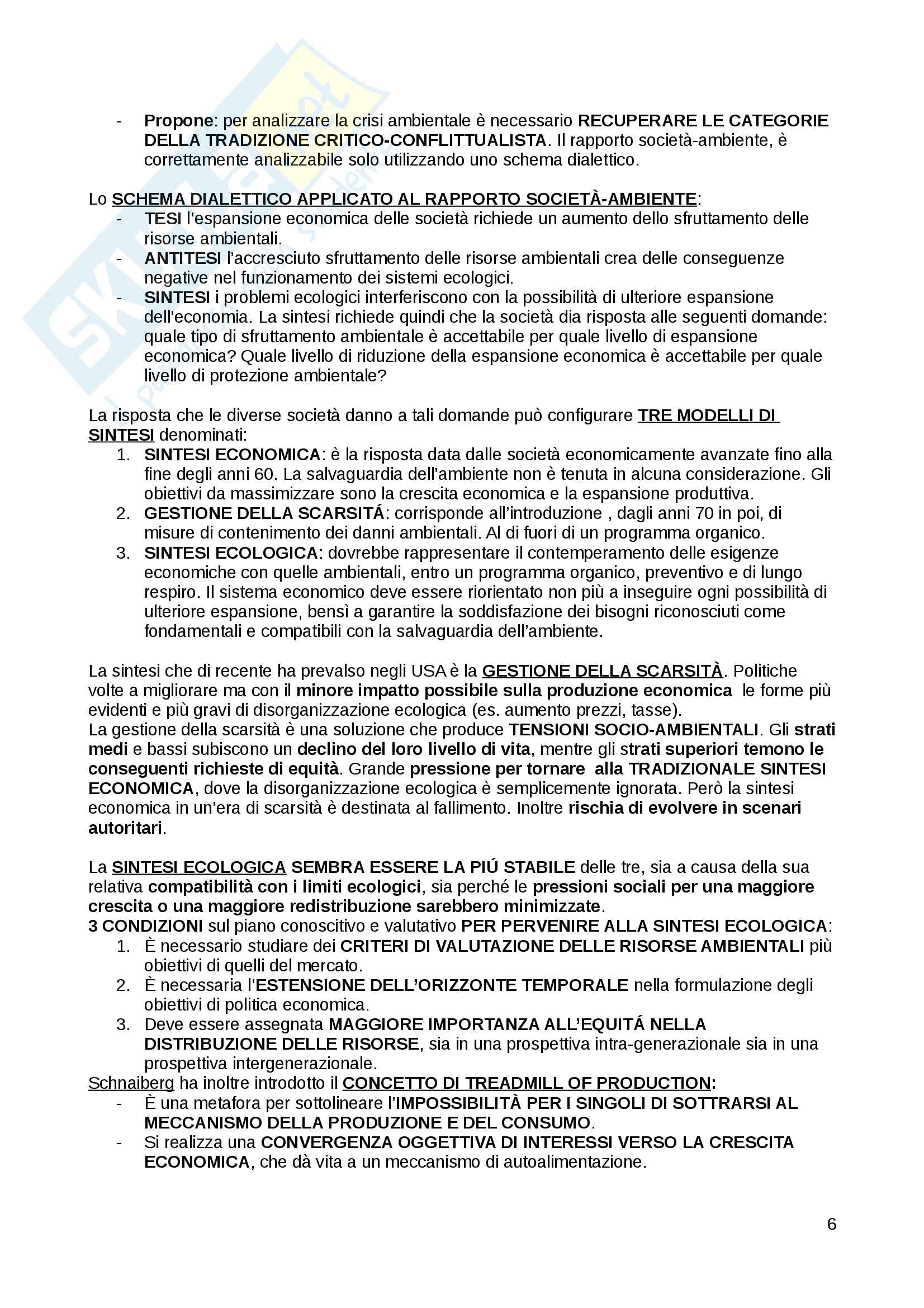 Appunti, Sociologia dell'ambiente progredito, prof. Magnani Pag. 6