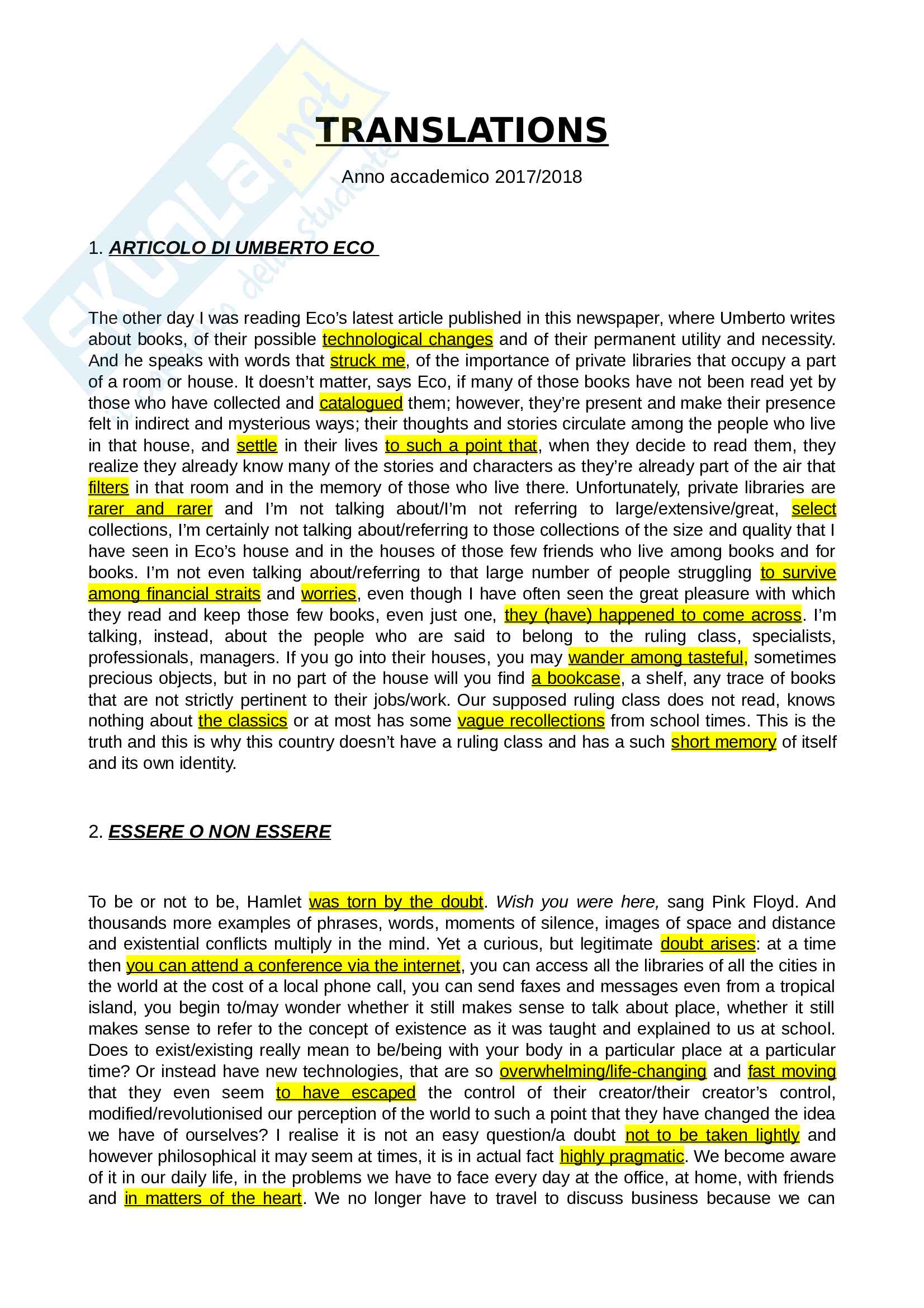 Traduzioni inglese Pag. 1