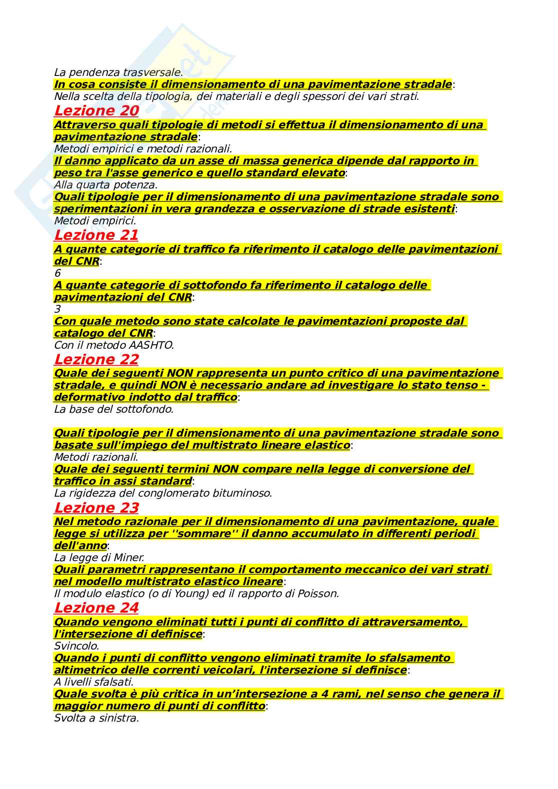 Paniere progettazione di strade - risposte multiple Pag. 6