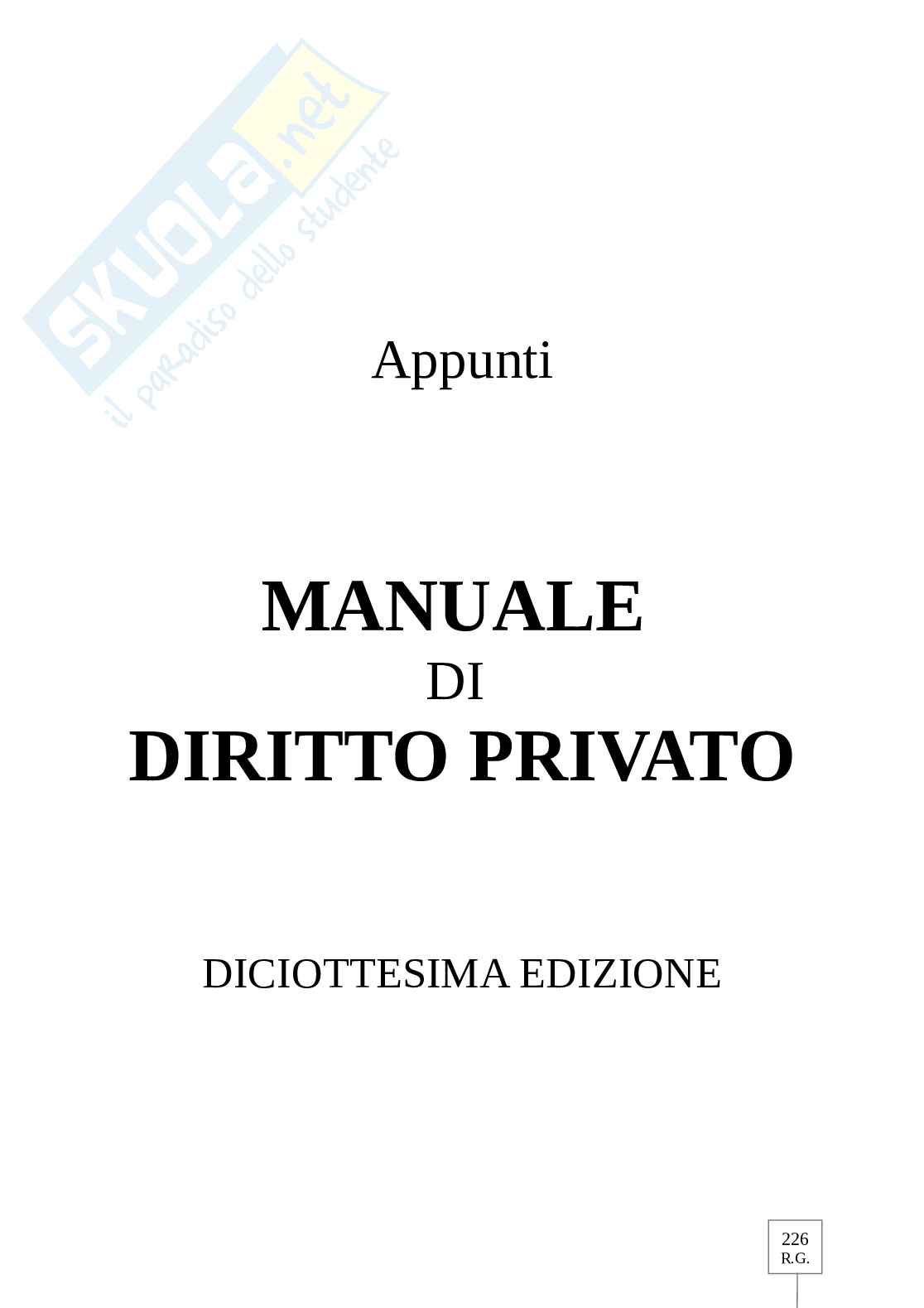 Riassunto esame Diritto privato, Prof. Fusar Poli Elisabetta, libro consigliato Manuale di diritto privato, Torrente Pag. 1