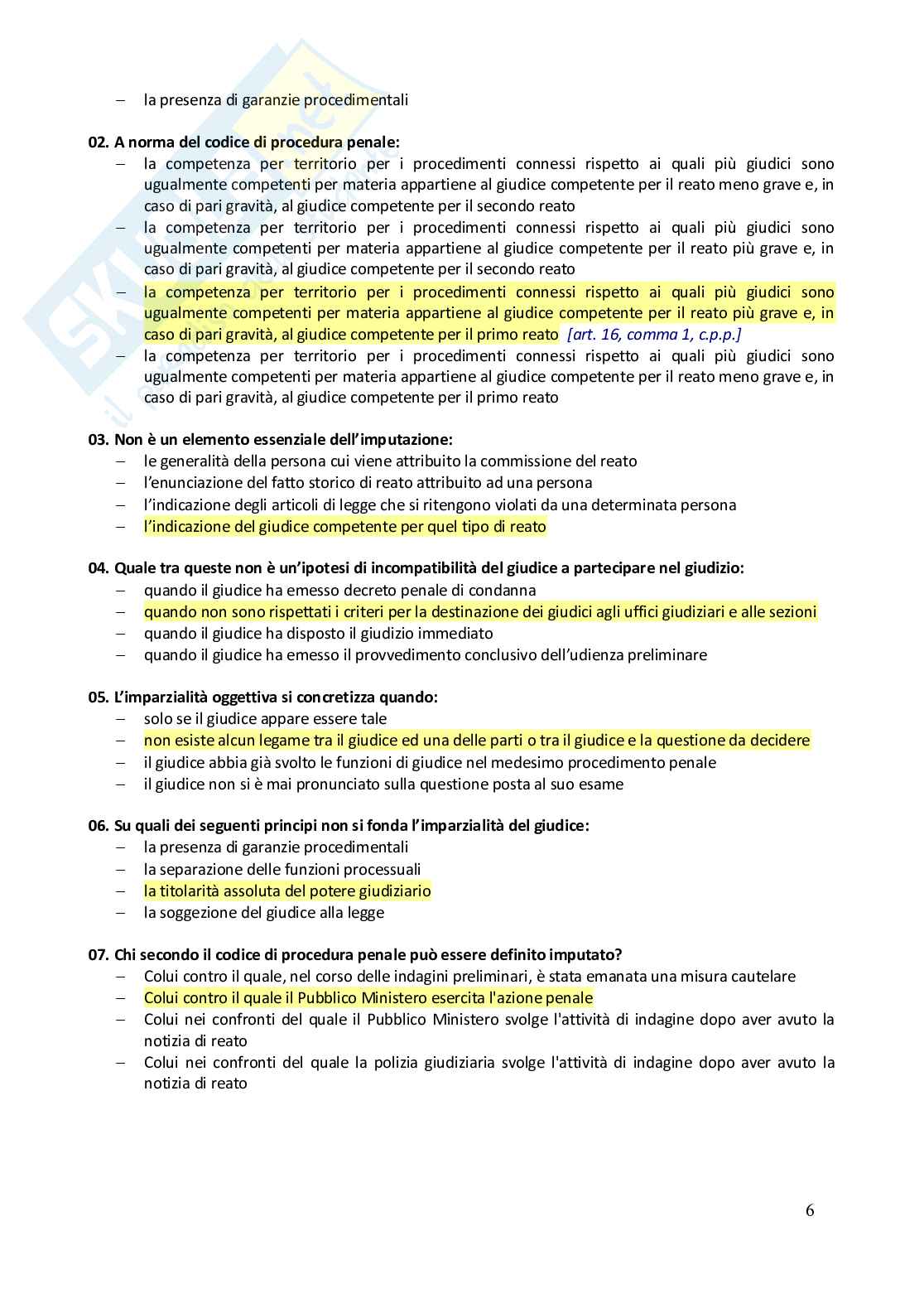 Paniere risposte chiuse Diritto processuale penale  - 2025 Pag. 6