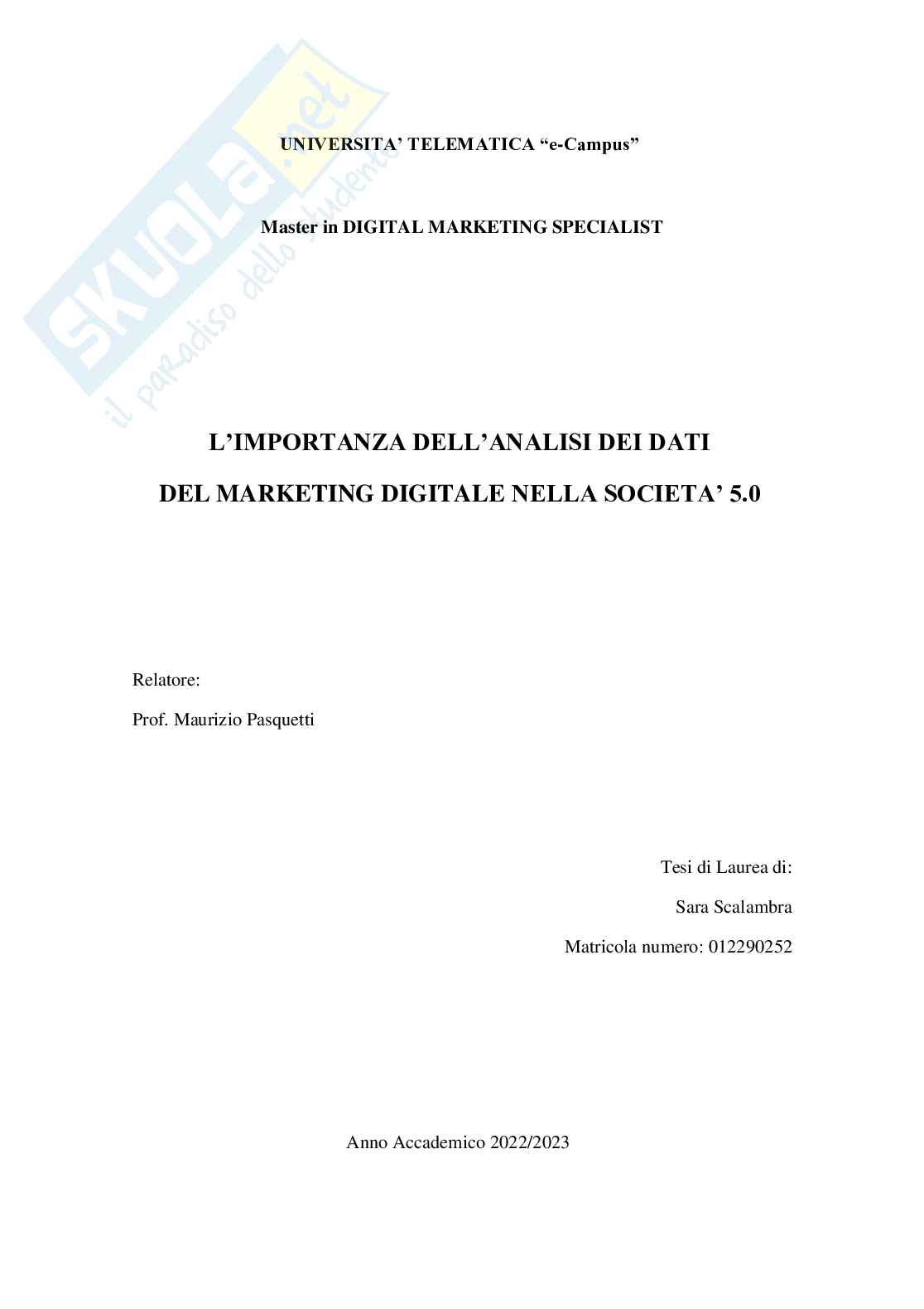 L'importanza dell'analisi dei dati del marketing digitale nella società 5.0 Pag. 1