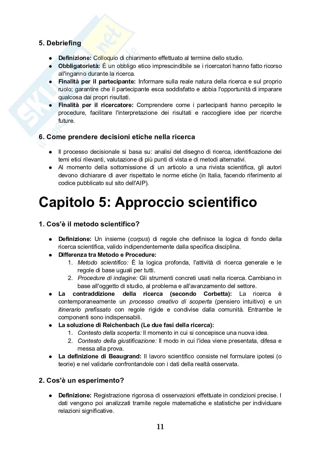 Riassunto esame Metodologia della ricerca psicologica, Prof. Ingoglia Sonia, libro consigliato Metodologia della ricerca psicologica , Invoglia, Boca Pag. 11