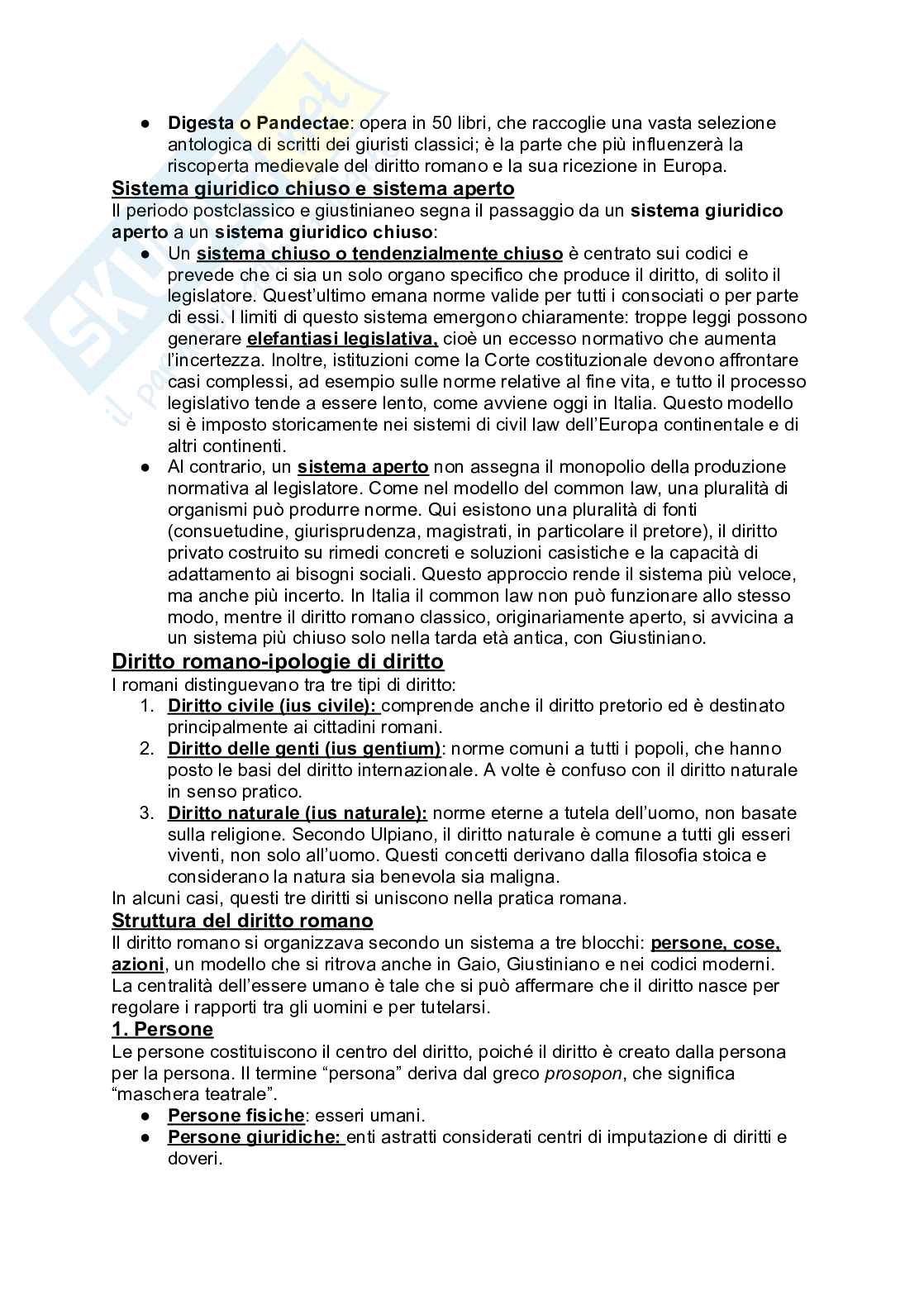 Riassunto esame Diritto romano, Prof. Gianni Santucci, libro consigliato Basi romanistiche di istituti privatistici, Santucci Pag. 11