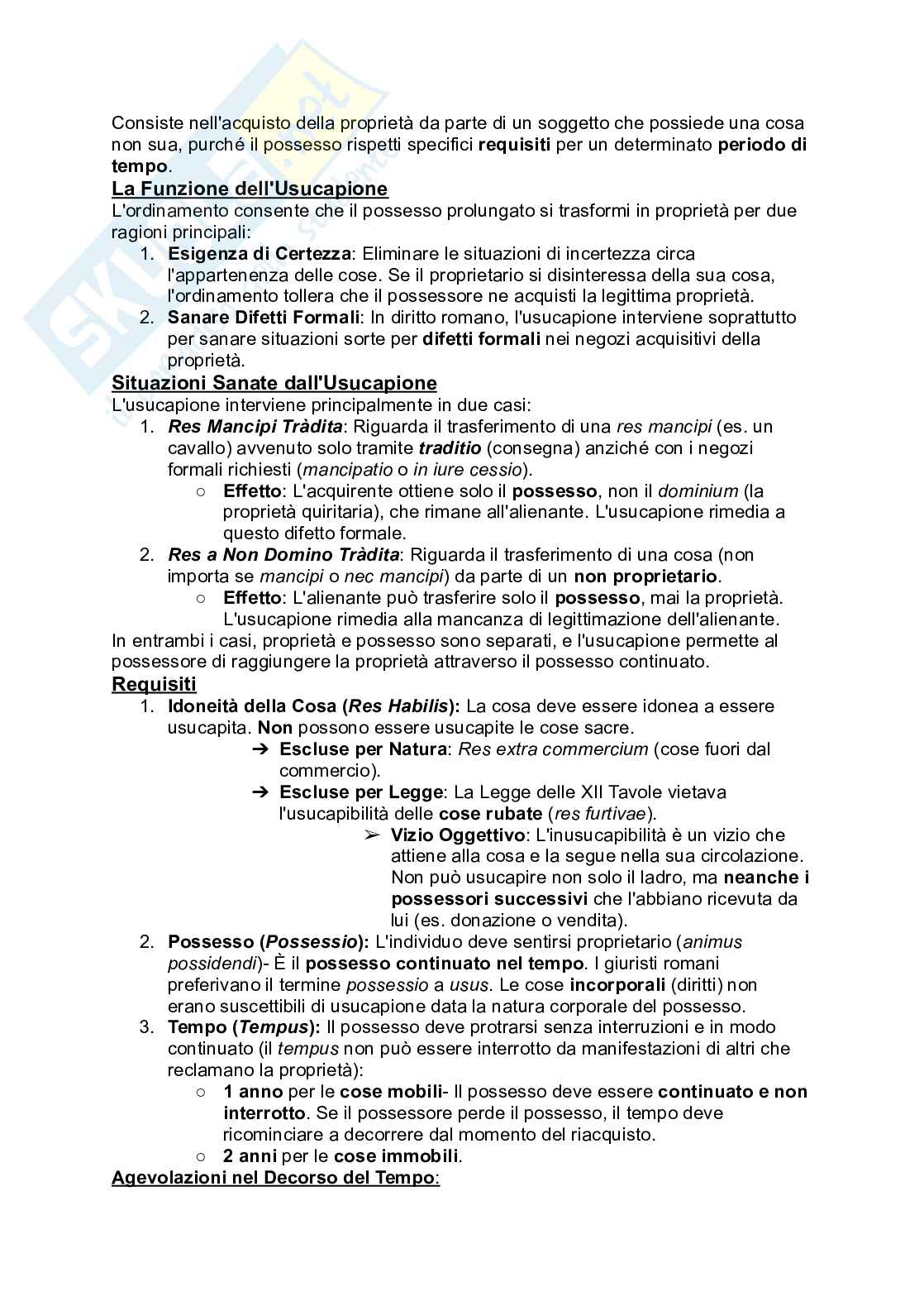 Riassunto esame Diritto romano, Prof. Gianni Santucci, libro consigliato Basi romanistiche di istituti privatistici, Santucci Pag. 46