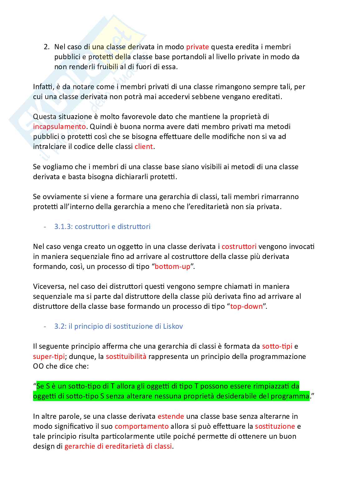 Appunti riassuntivi Programmazione (parte 2, ereditarietà) Pag. 2