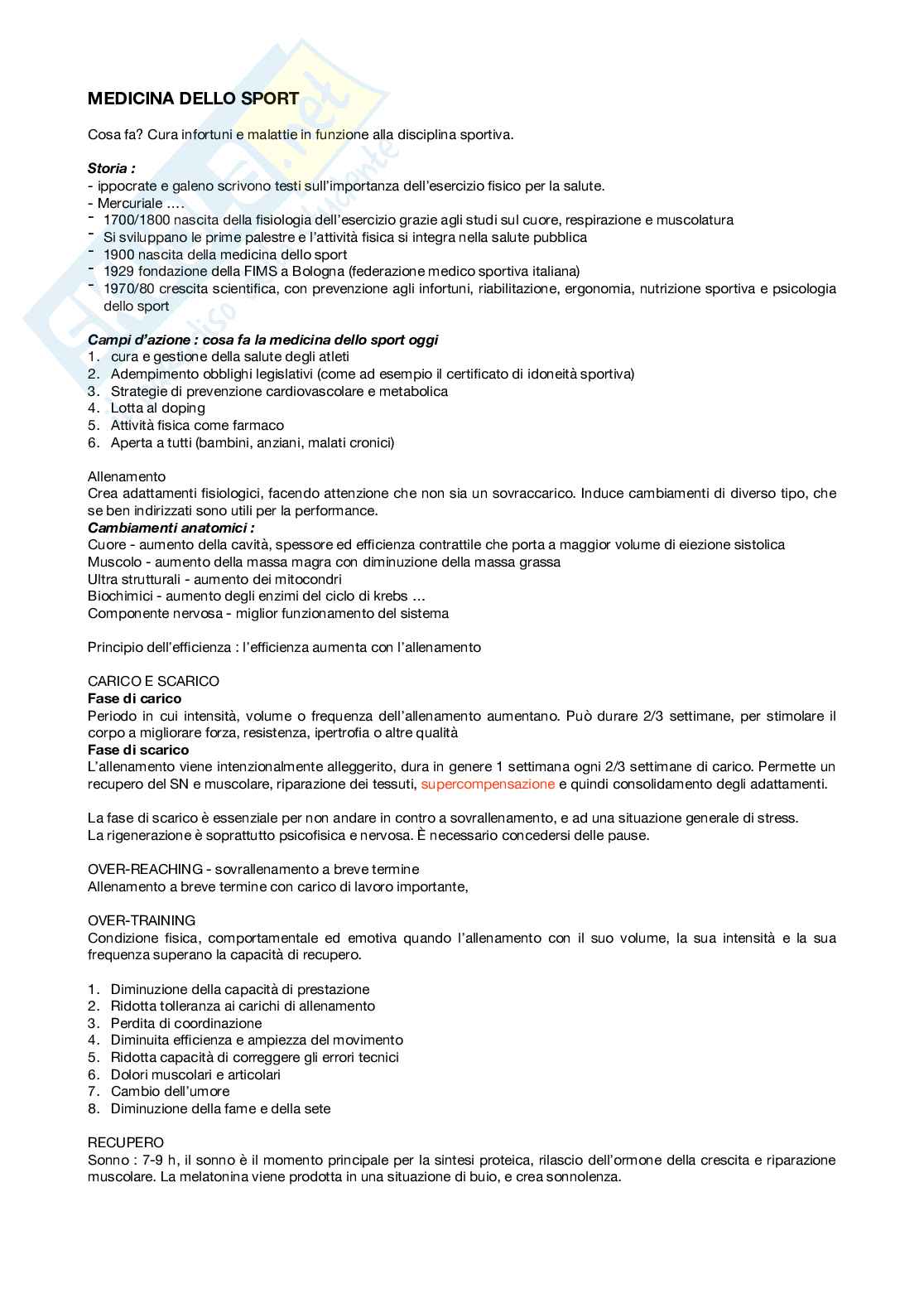 Medicina dello sport Pag. 1