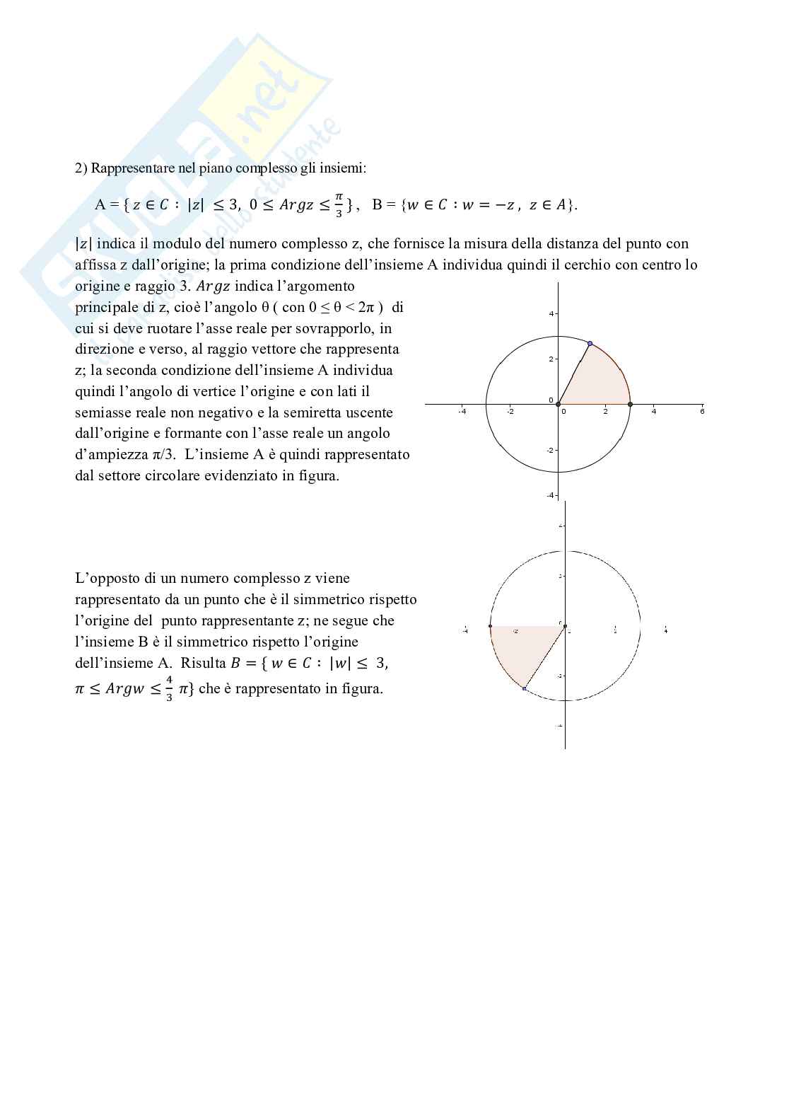 Esercizi sulla rappresentazione dei numeri complessi Pag. 2