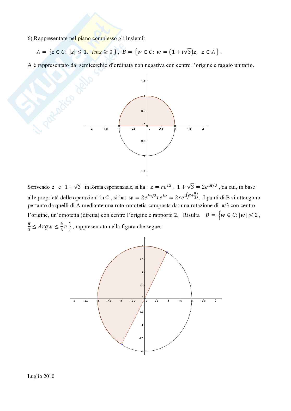 Esercizi sulla rappresentazione dei numeri complessi Pag. 6