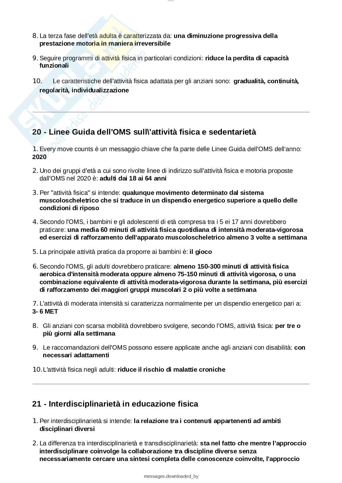 Paniere esame Teorie, metodologie e didattiche dell'educazione motoria Pag. 11