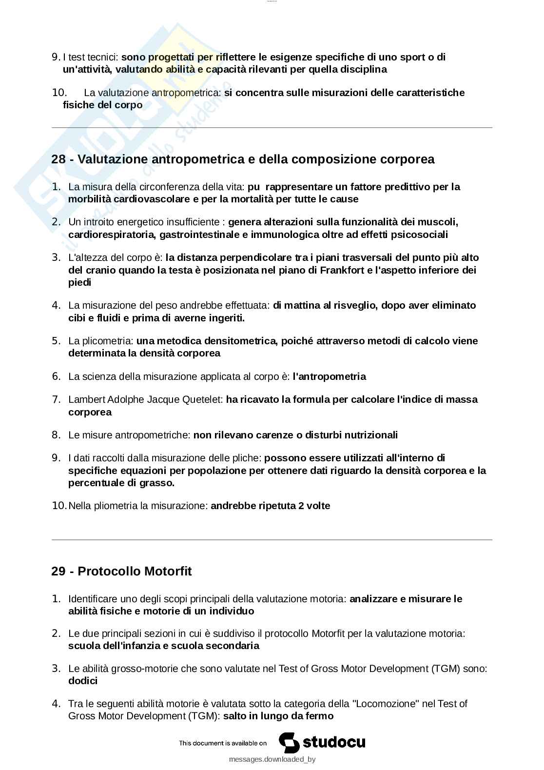 Paniere esame Teorie, metodologie e didattiche dell'educazione motoria Pag. 16