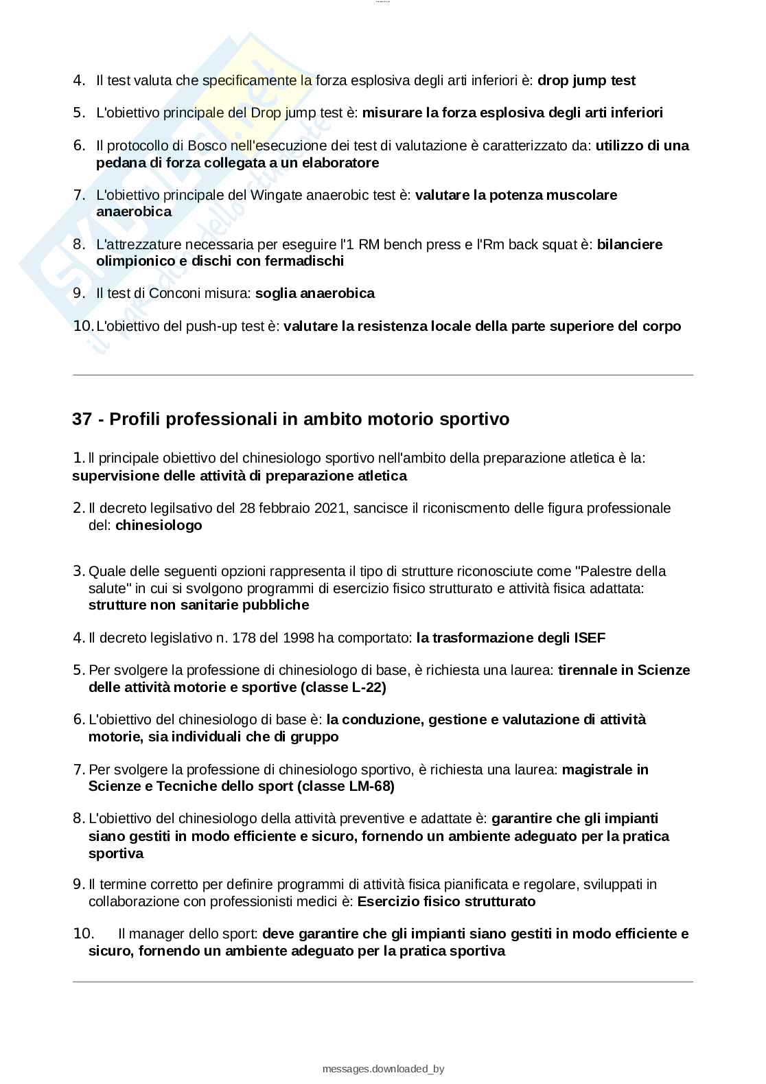 Paniere esame Teorie, metodologie e didattiche dell'educazione motoria Pag. 21