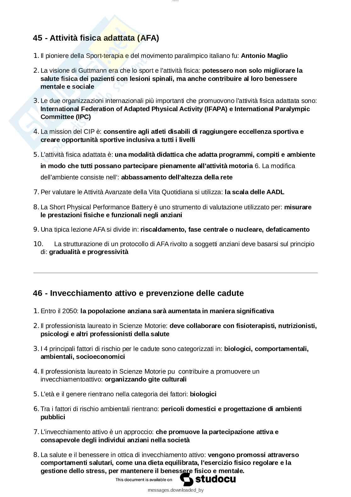 Paniere esame Teorie, metodologie e didattiche dell'educazione motoria Pag. 26