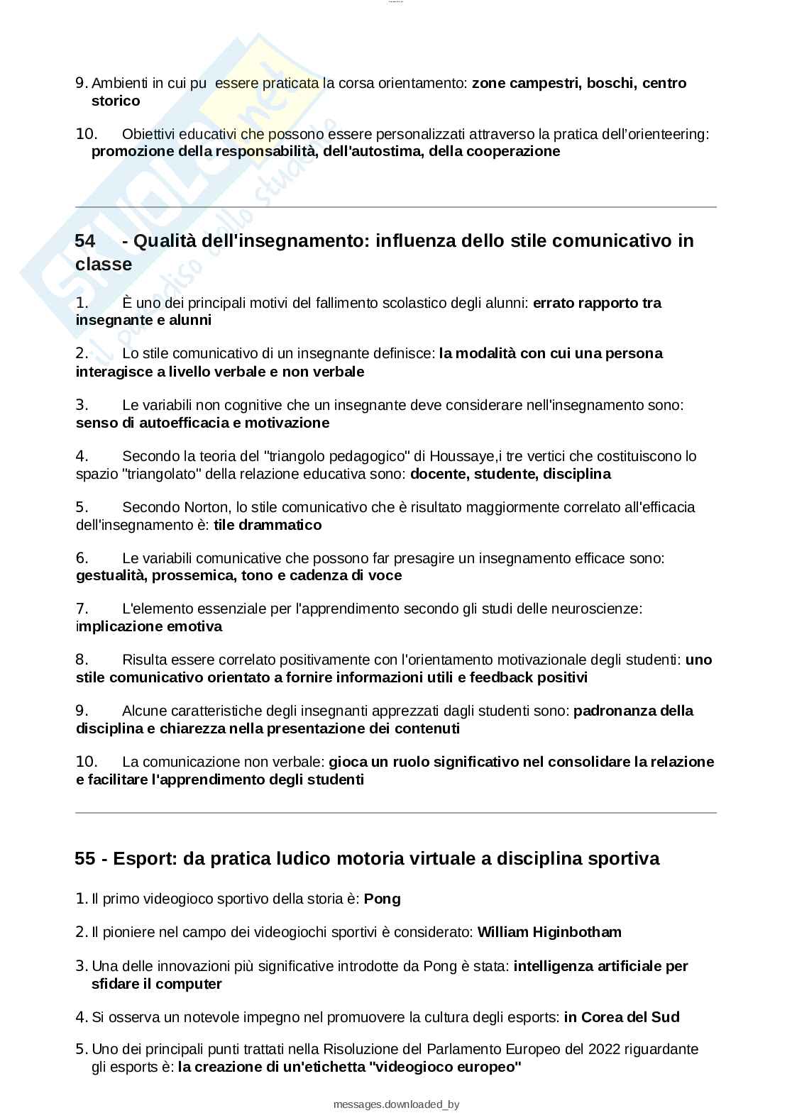 Paniere esame Teorie, metodologie e didattiche dell'educazione motoria Pag. 31