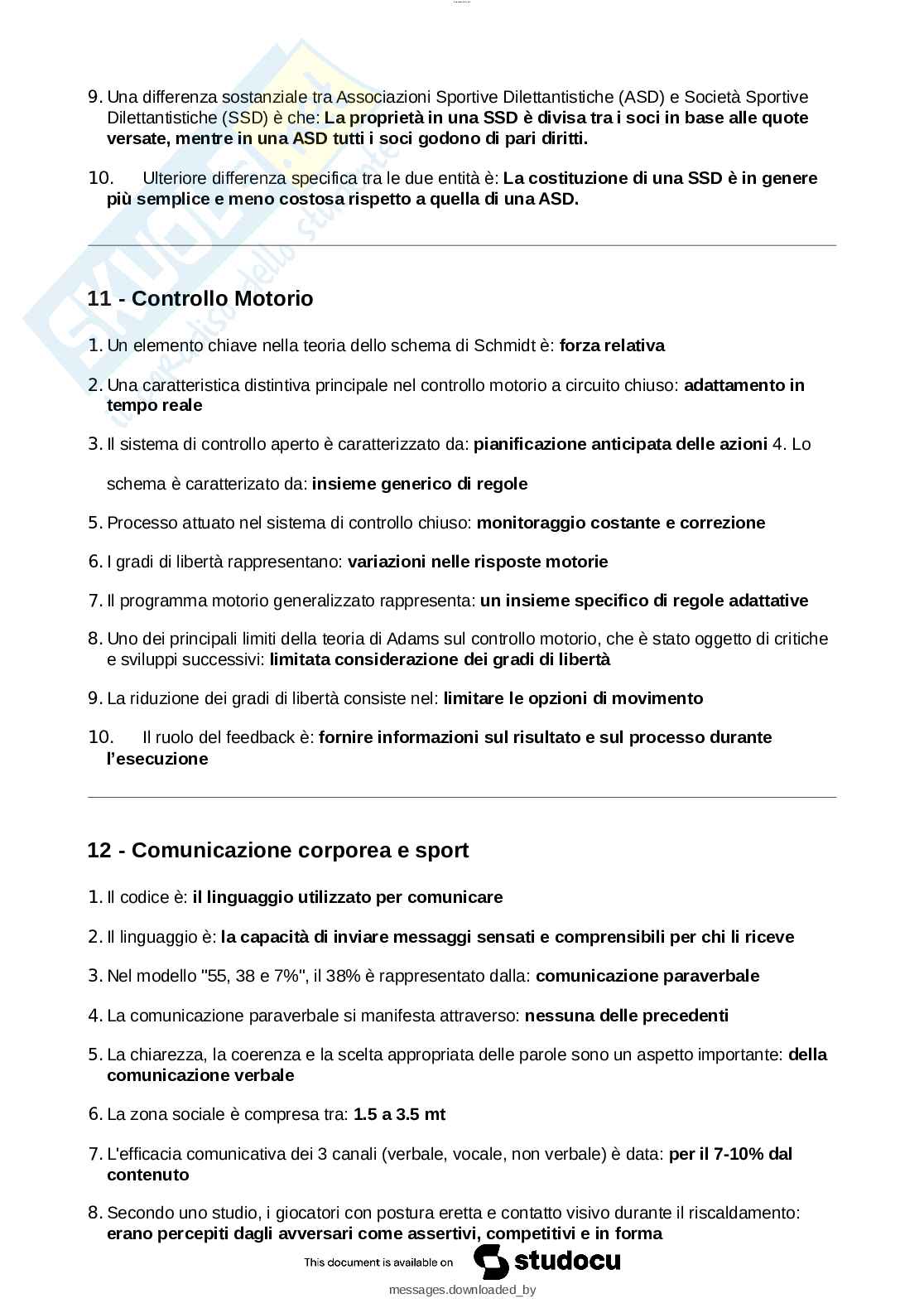 Paniere esame Teorie, metodologie e didattiche dell'educazione motoria Pag. 6