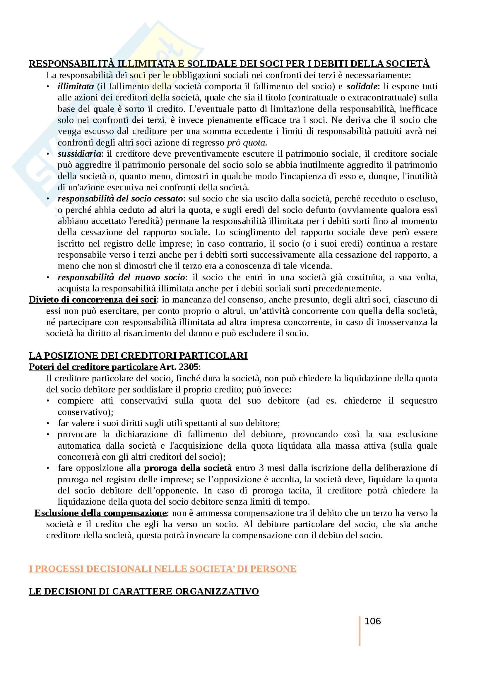 Riassunto esame Diritto Commerciale, prof. Vella, libro consigliato Il Diritto delle Società dell'Associazione Disiano Preite Pag. 106