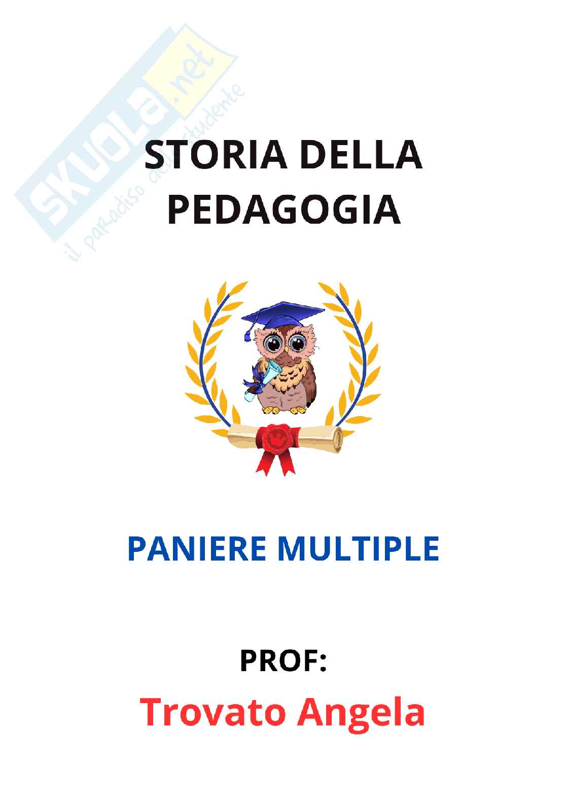 Paniere Storia della pedagogia  - Risposte multiple - aggiornato (2026) Pag. 1