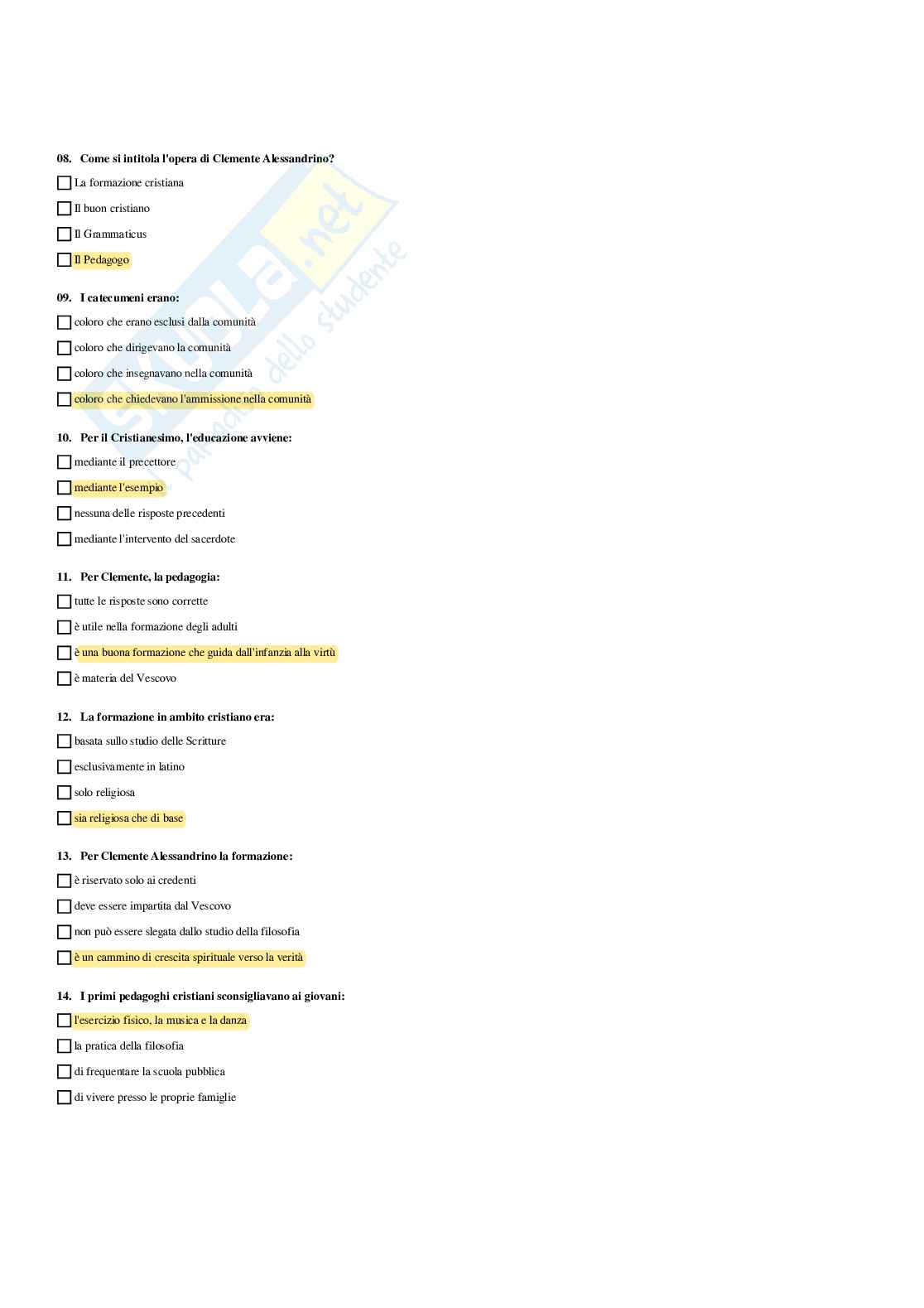 Paniere Storia della pedagogia  - Risposte multiple - aggiornato (2026) Pag. 11