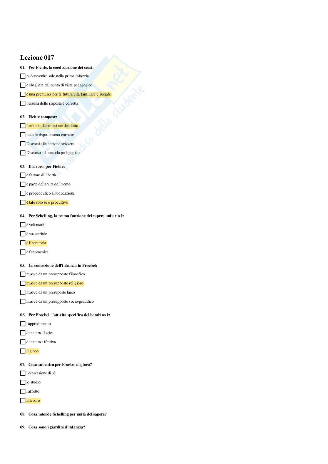 Paniere Storia della pedagogia  - Risposte multiple - aggiornato (2026) Pag. 31