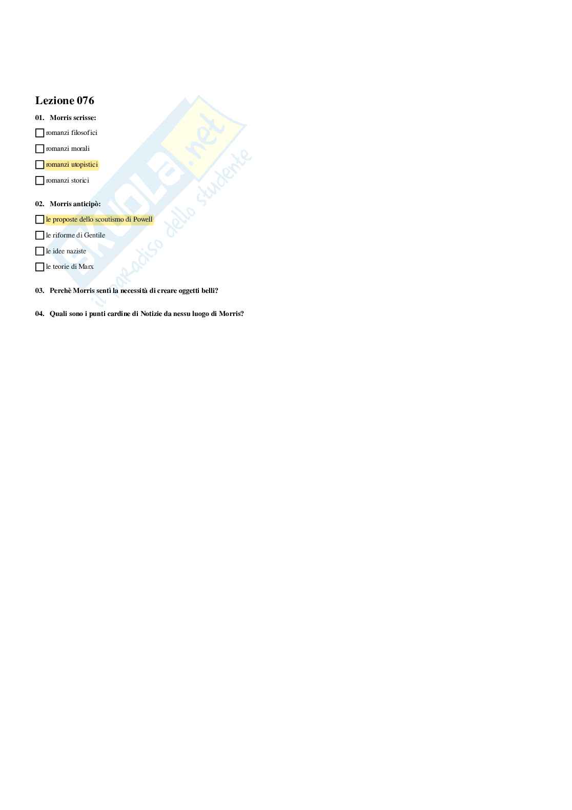 Paniere Storia della pedagogia  - Risposte multiple - aggiornato (2026) Pag. 91