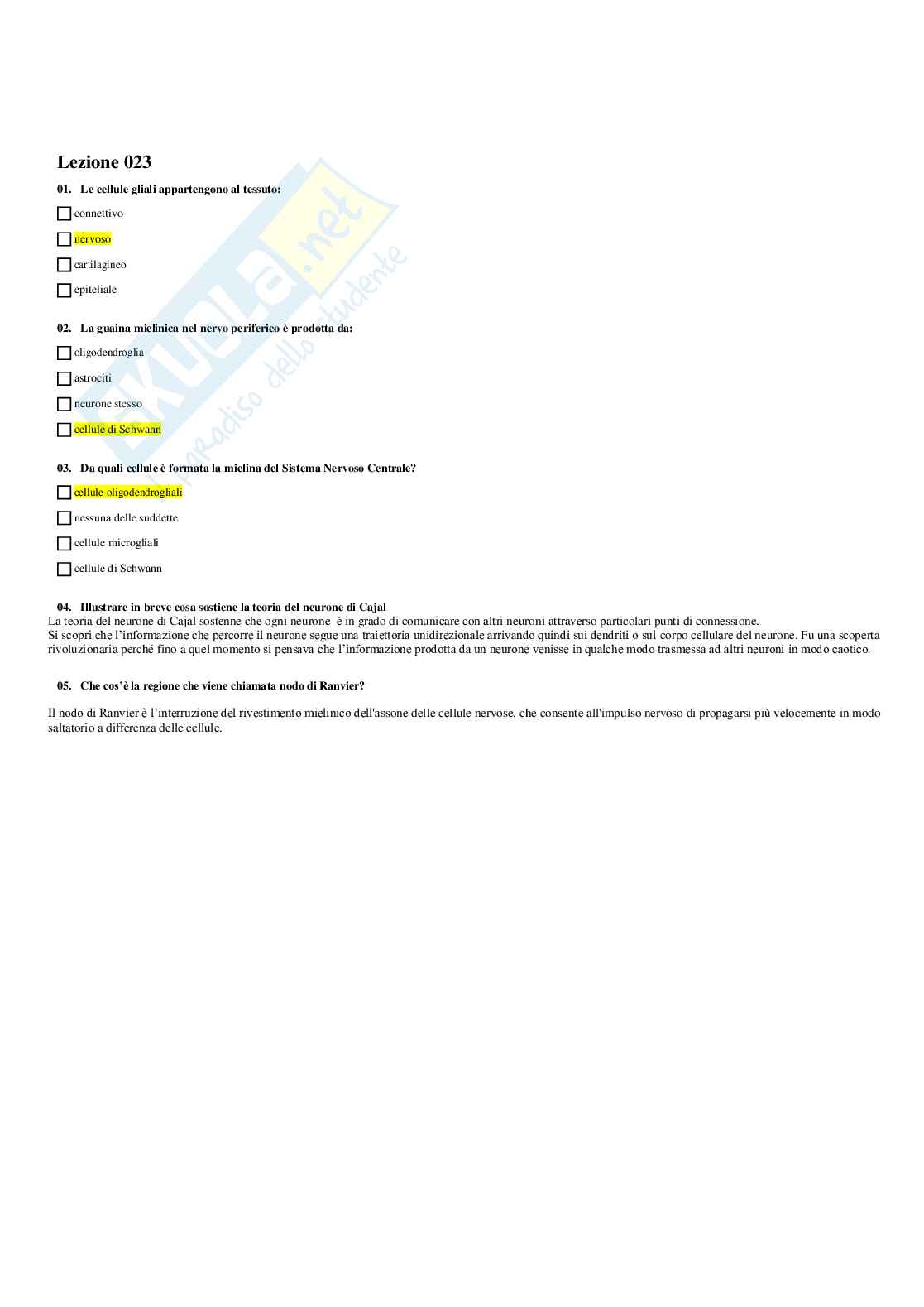 Paniere Biologia applicata - Risposte multiple Pag. 21