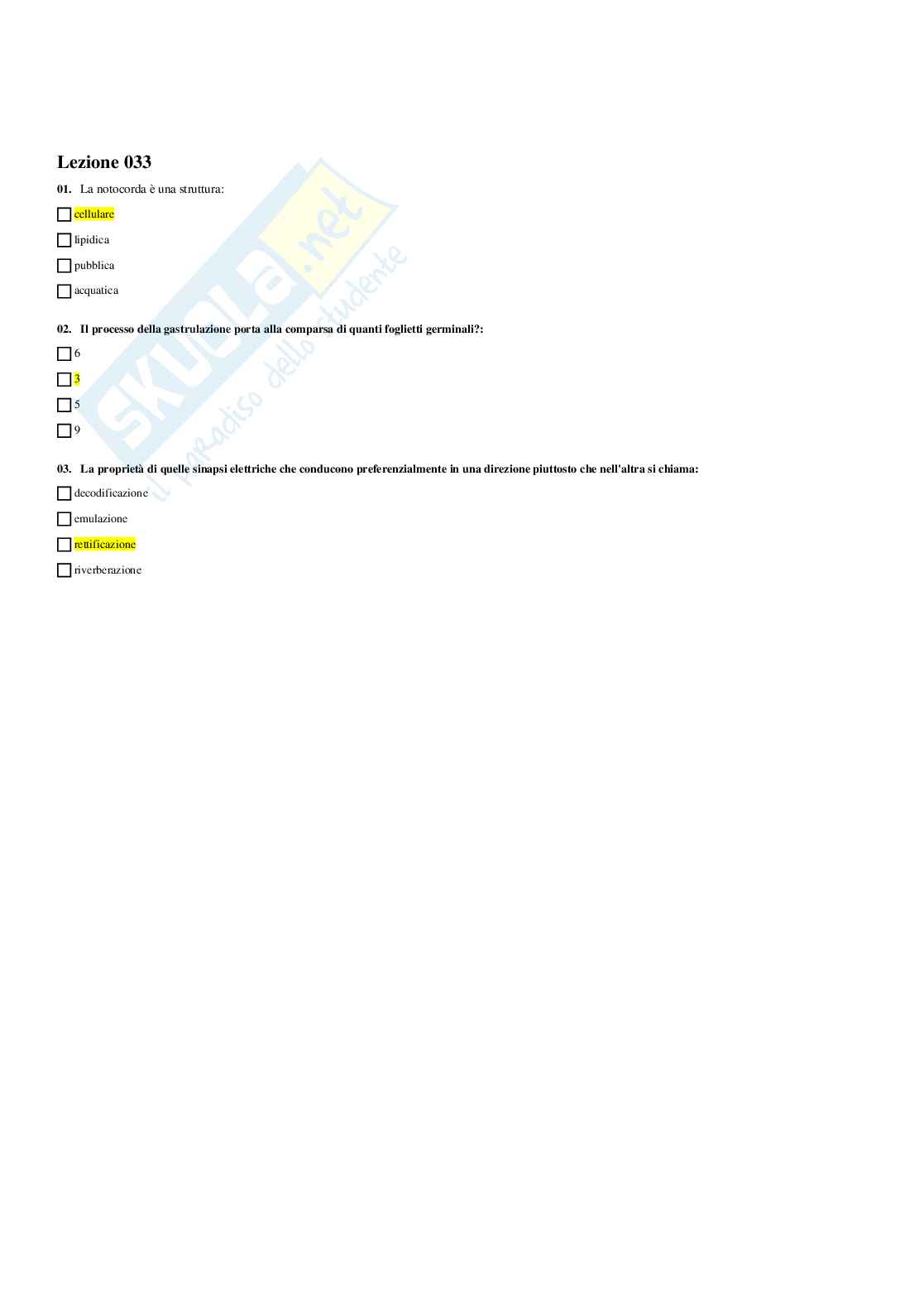 Paniere Biologia applicata - Risposte multiple Pag. 31