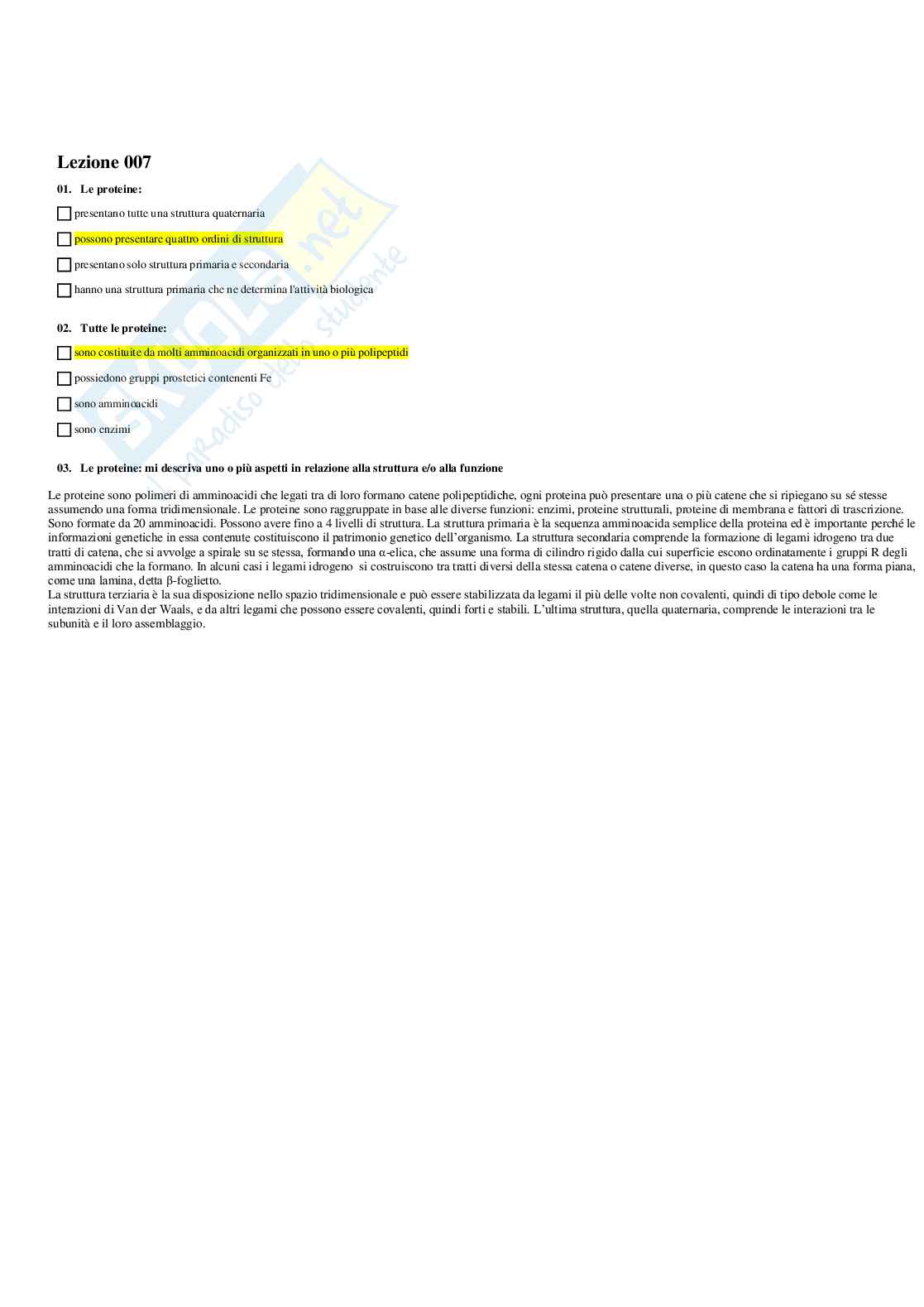 Paniere Biologia applicata - Risposte multiple Pag. 6