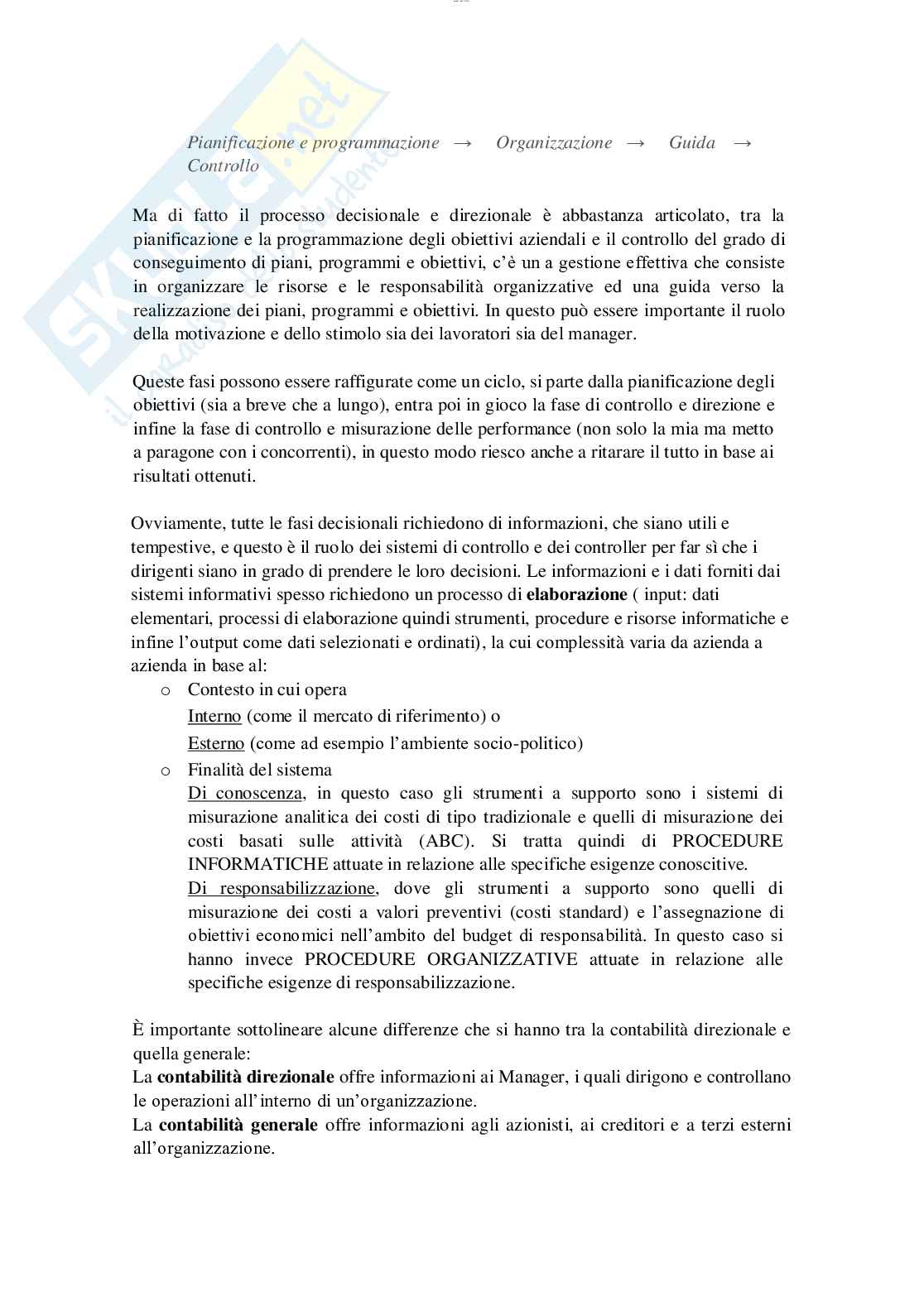 Esame Analisi e controllo dei costi  Pag. 2