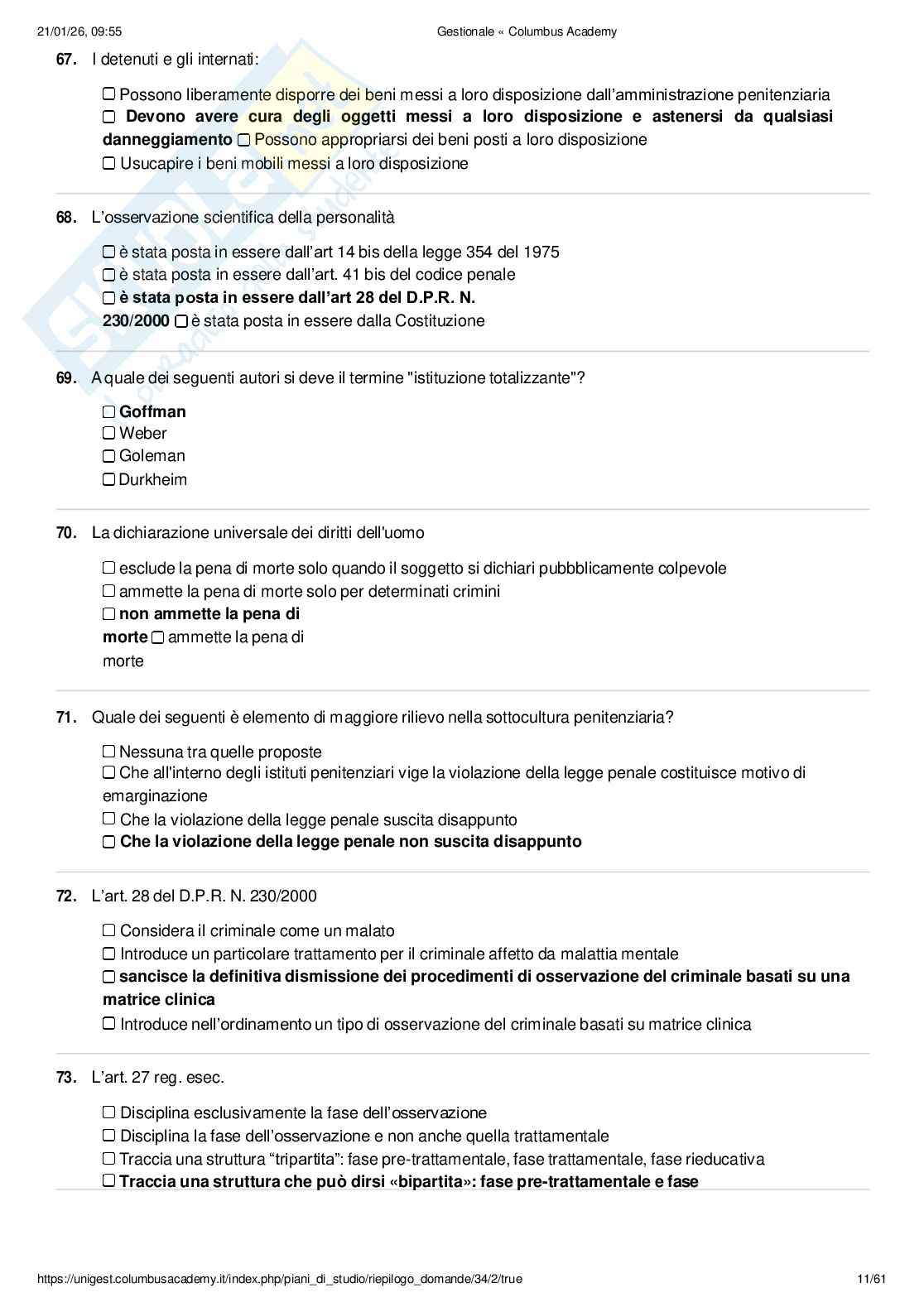 Paniere Criminologia penitenziaria  Pag. 11