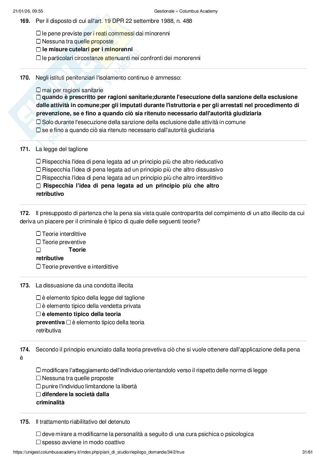Paniere Criminologia penitenziaria  Pag. 31