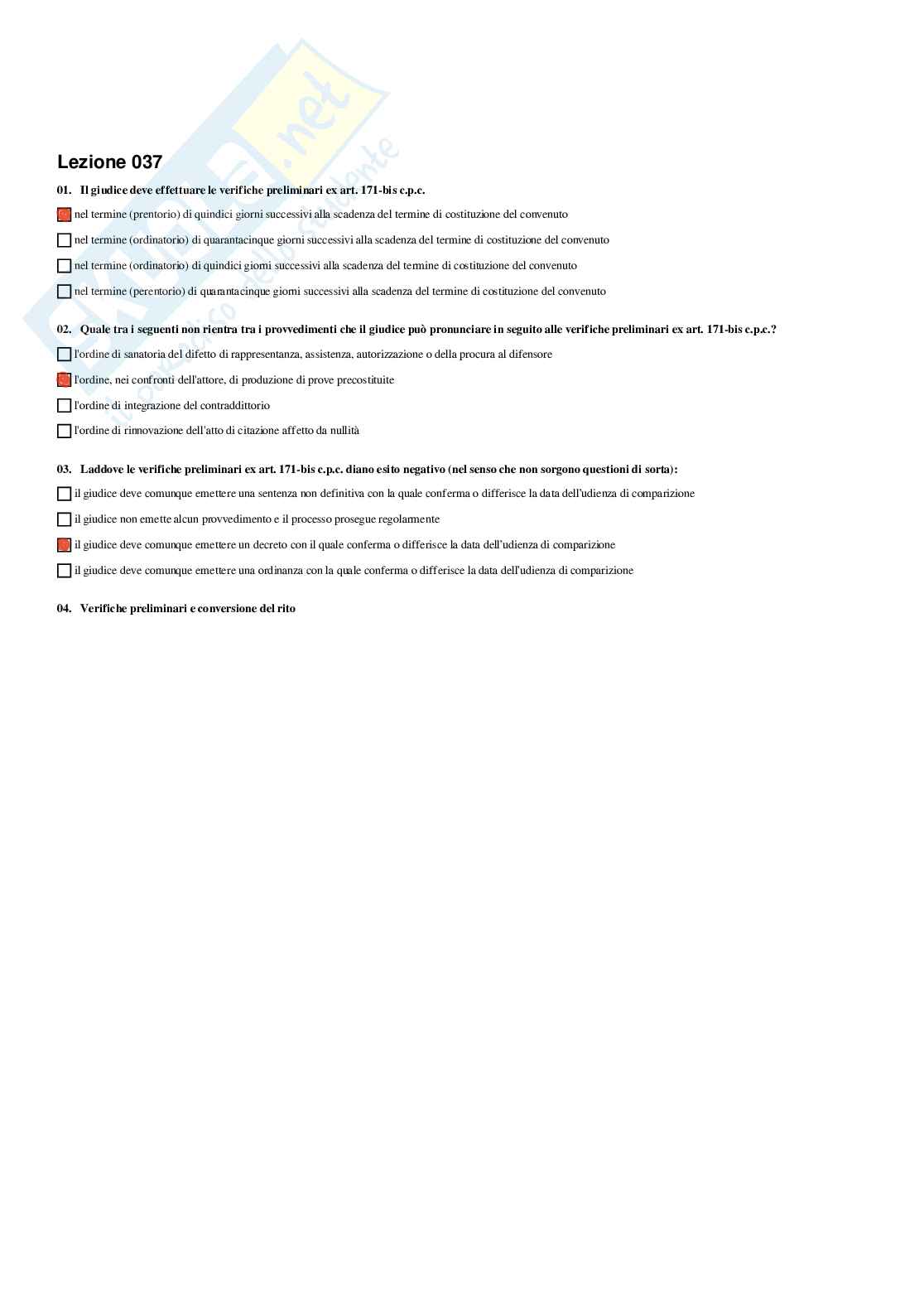 Diritto processuale e civile – Preparazione esame – Paniere completo risposte chiuse (304)  Pag. 41