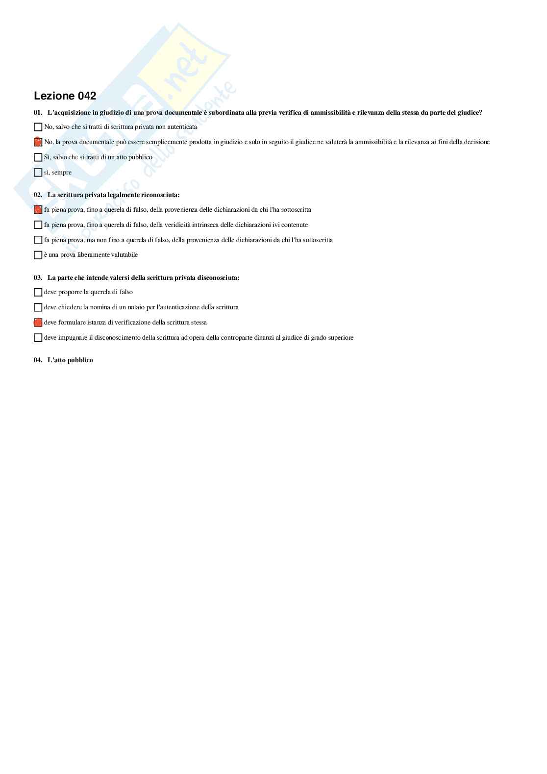 Diritto processuale e civile – Preparazione esame – Paniere completo risposte chiuse (304)  Pag. 46