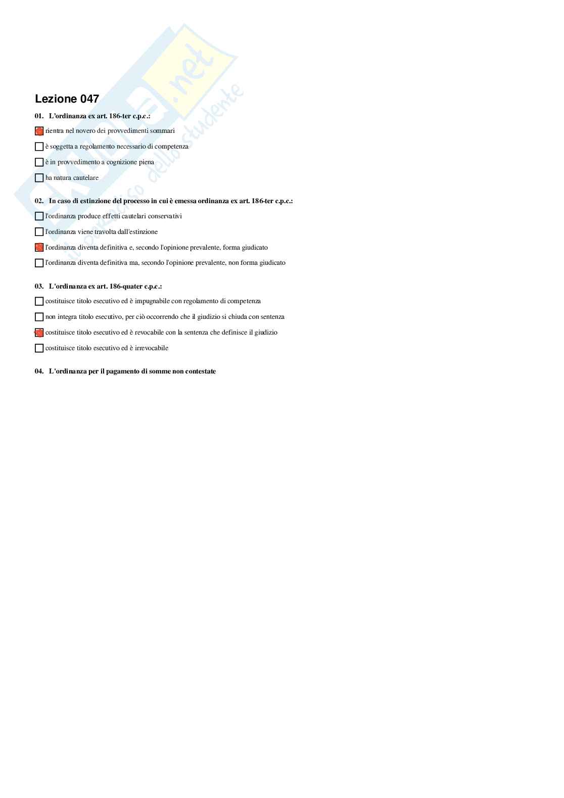 Diritto processuale e civile – Preparazione esame – Paniere completo risposte chiuse (304)  Pag. 51