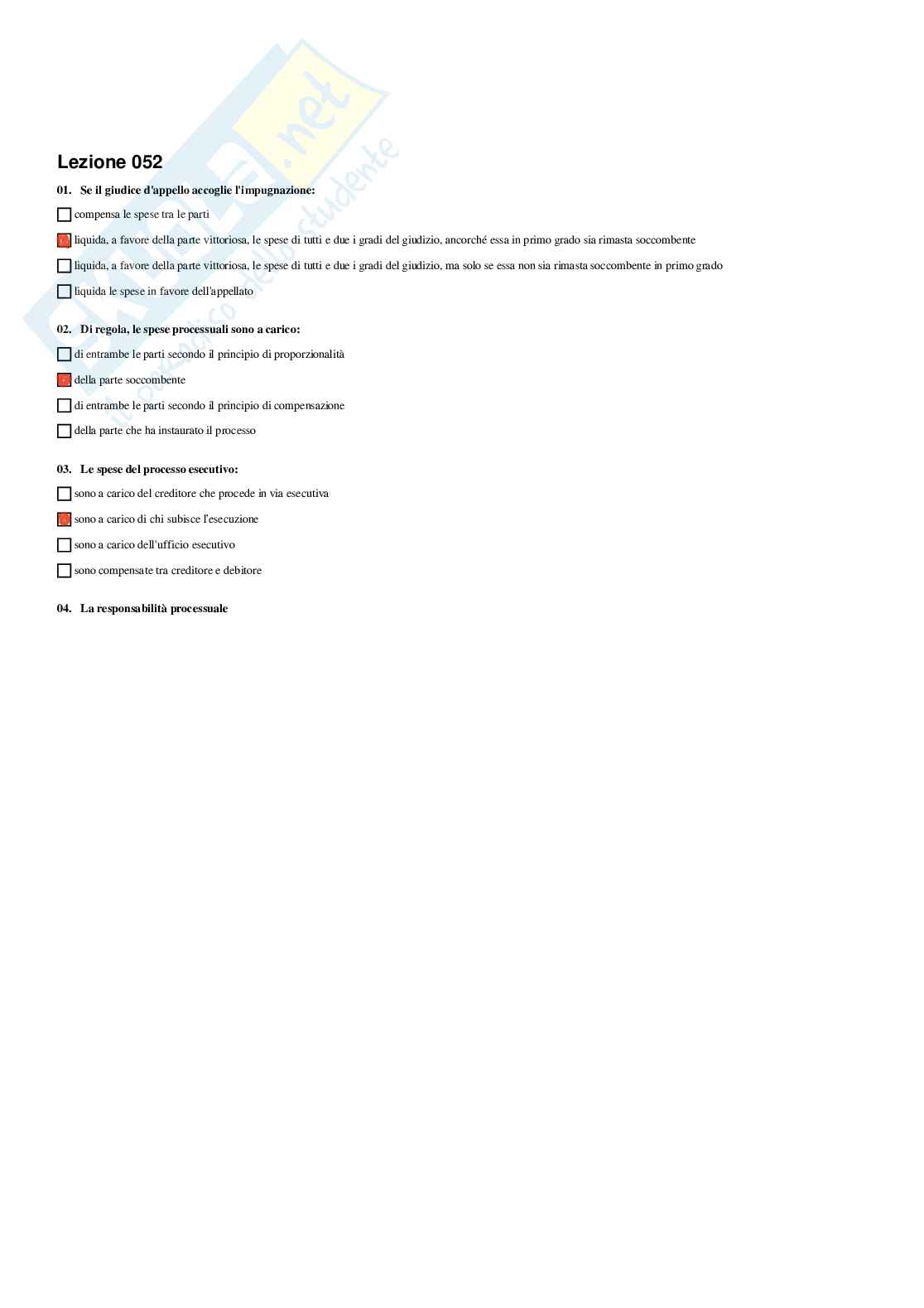 Diritto processuale e civile – Preparazione esame – Paniere completo risposte chiuse (304)  Pag. 56