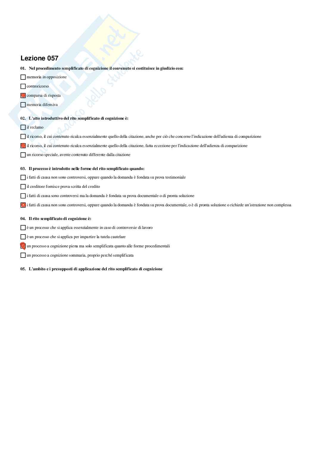 Diritto processuale e civile – Preparazione esame – Paniere completo risposte chiuse (304)  Pag. 61