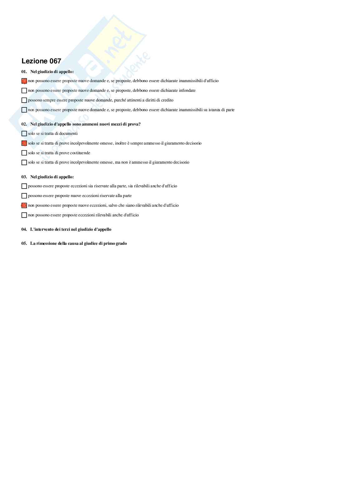 Diritto processuale e civile – Preparazione esame – Paniere completo risposte chiuse (304)  Pag. 71