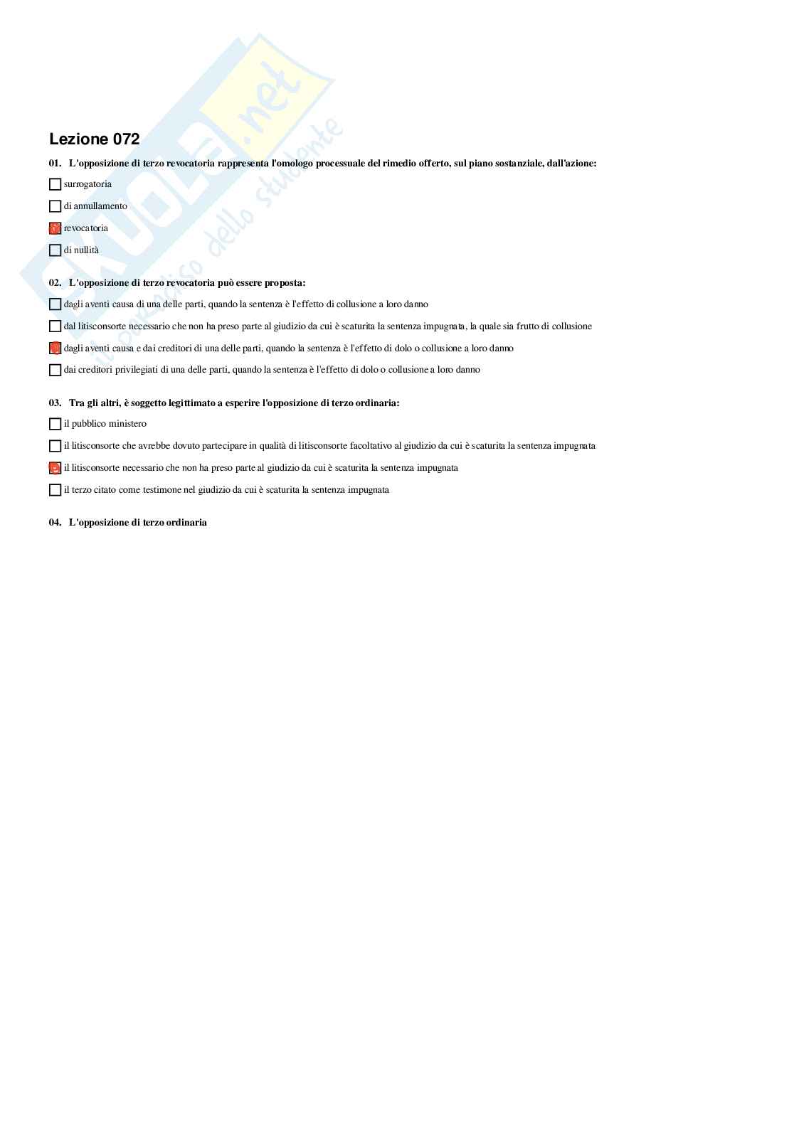 Diritto processuale e civile – Preparazione esame – Paniere completo risposte chiuse (304)  Pag. 76