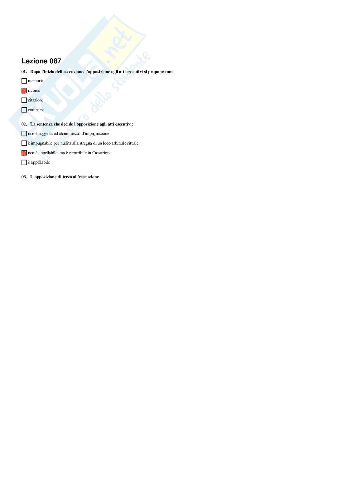 Diritto processuale e civile – Preparazione esame – Paniere completo risposte chiuse (304)  Pag. 91