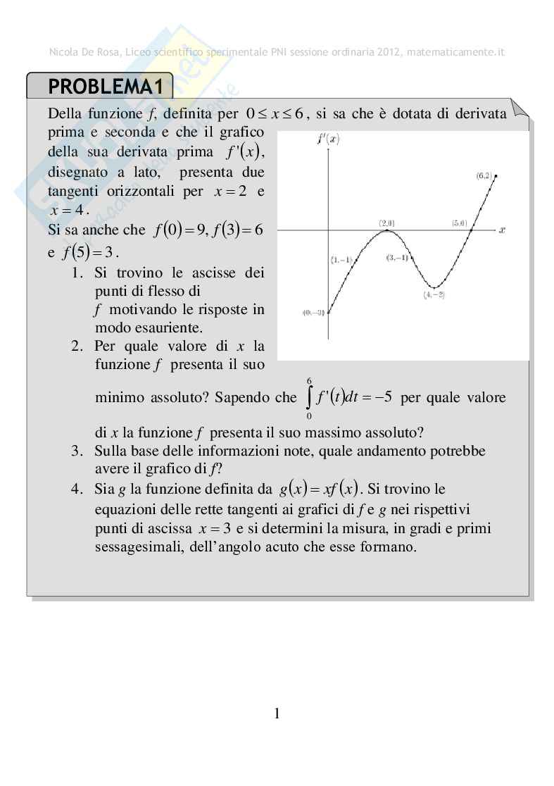 2012 - Liceo scientifico sperimentale PNI, sessione ordinaria Pag. 1