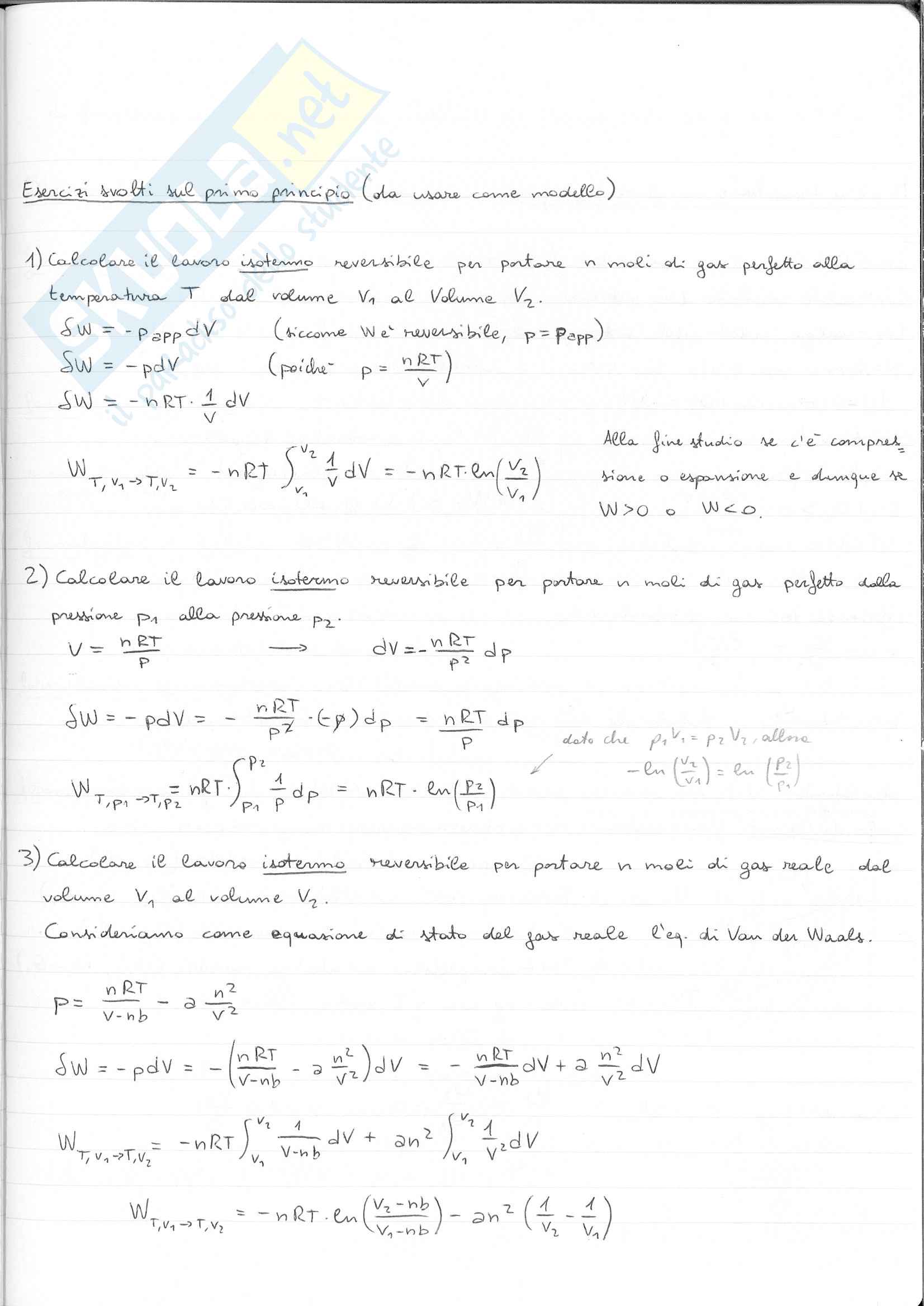 Appunti Chimica Fisica I (Termodinamica Chimica), ideale per tutti i corsi che interessano la termodinamica chimica Pag. 11
