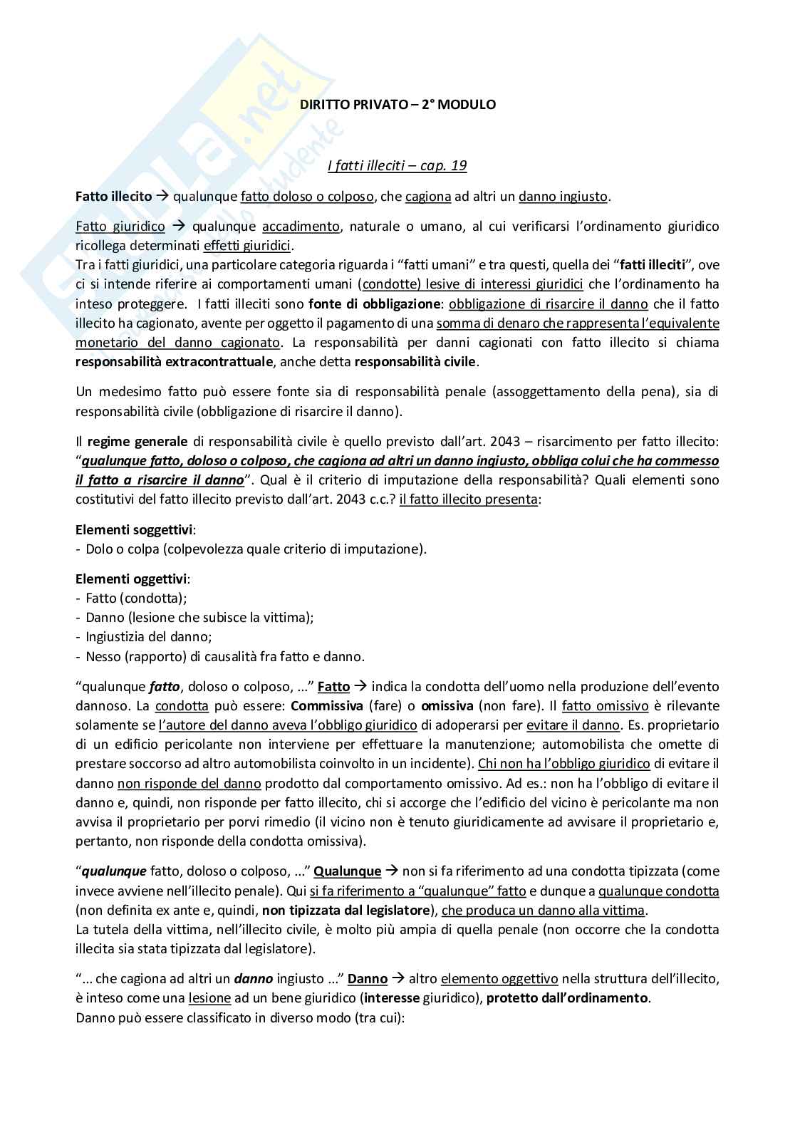 Diritto privato - Modulo 2 Pag. 1