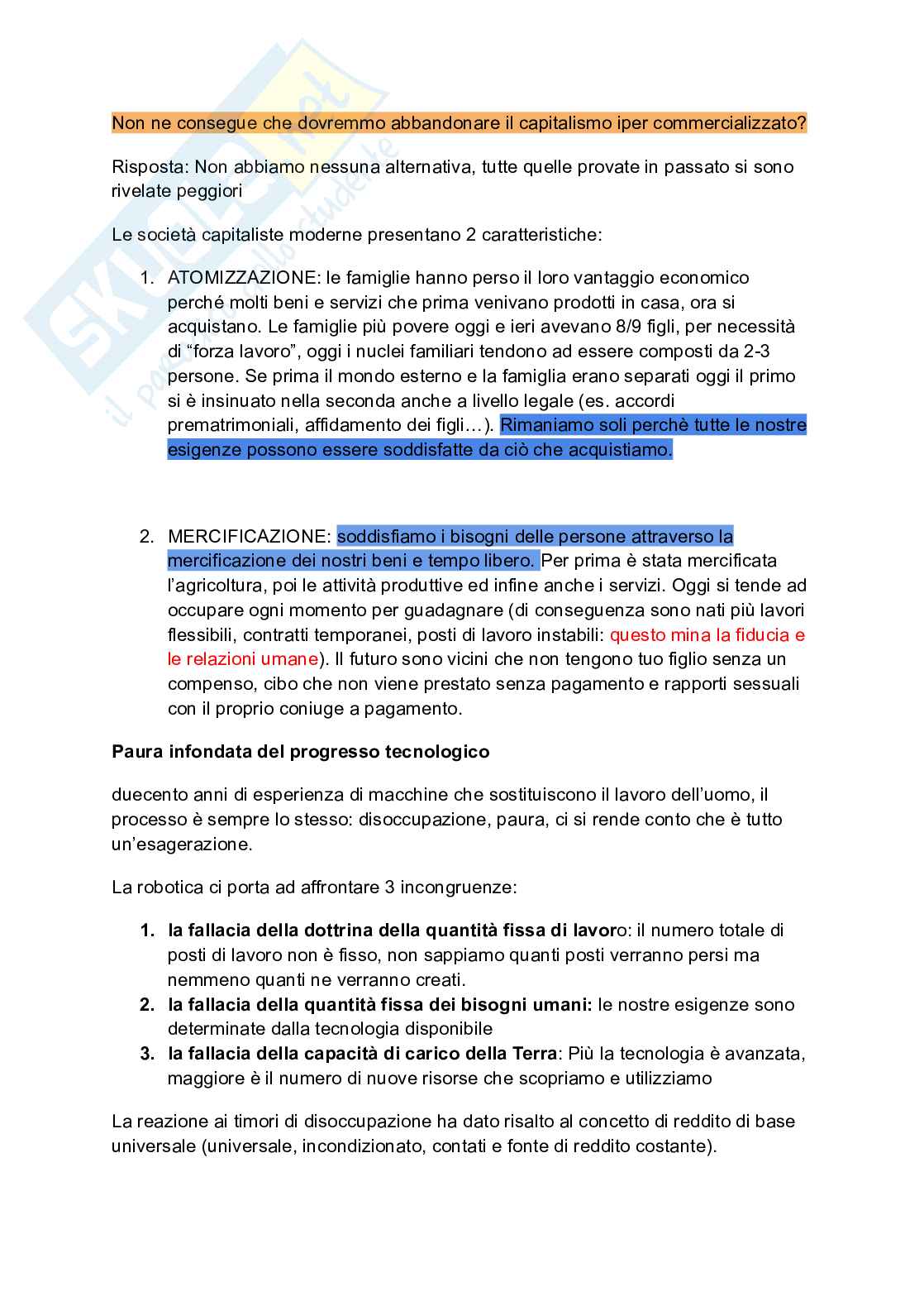 Riassunto esame Filosofia delle scienze sociali, Prof. Bianchin Matteo, libro consigliato Capitalismo contro capitalismo , Milanovic  Pag. 11